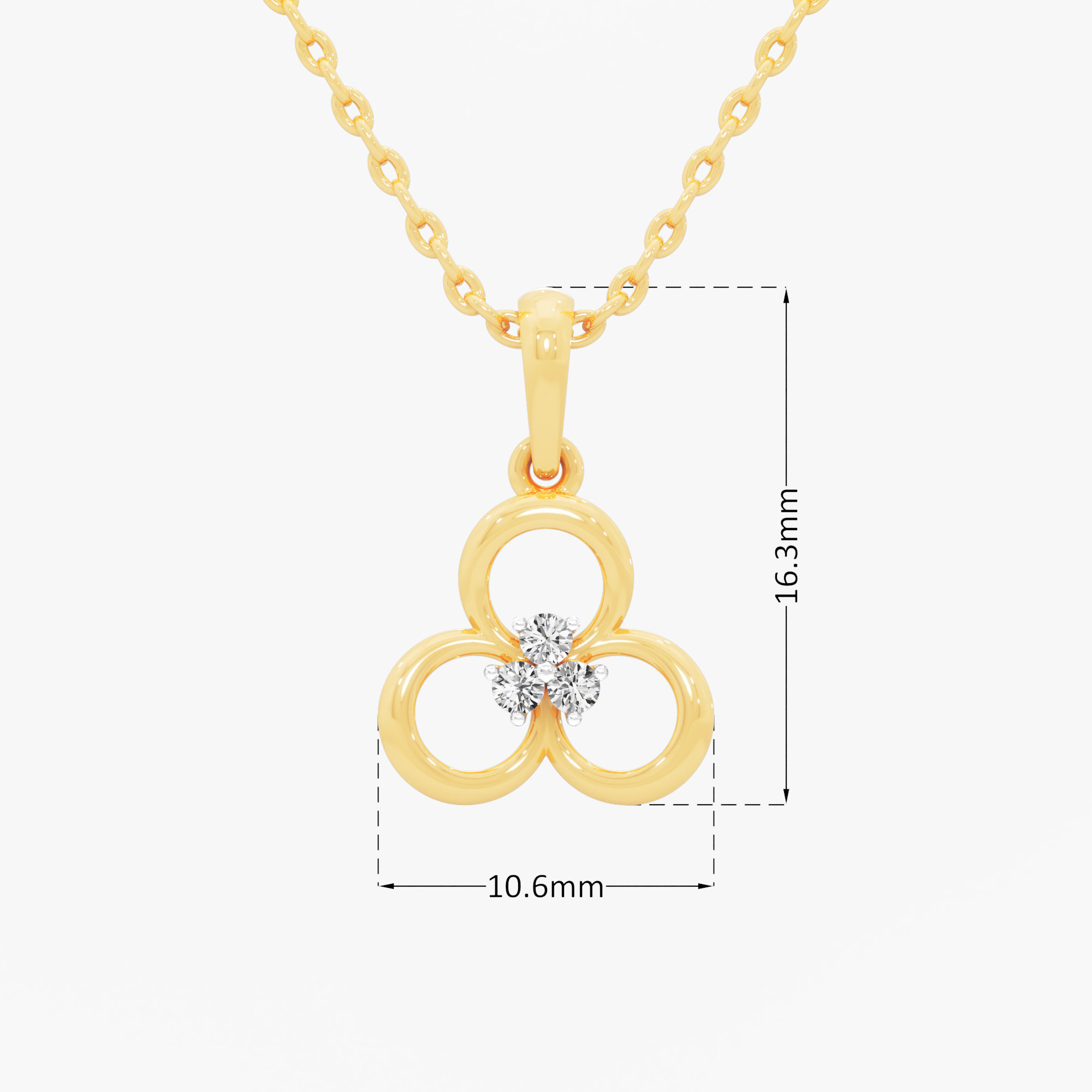 Trinity Circle Diamond Pendant in 9KT Yellow Gold (Diamond Quality:FG-VVS VS)