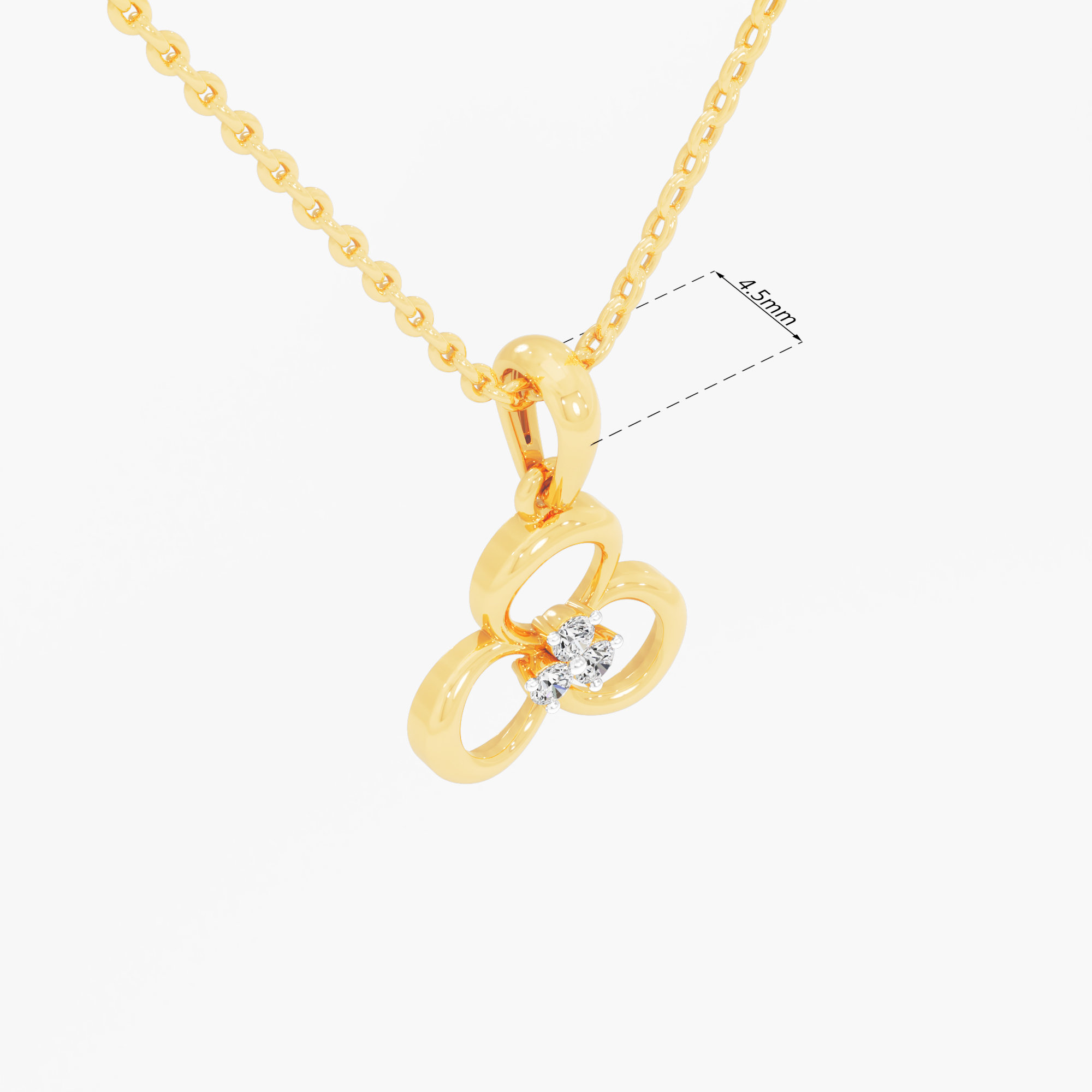 Trinity Circle Diamond Pendant in 9KT Yellow Gold (Diamond Quality:FG-VVS VS)