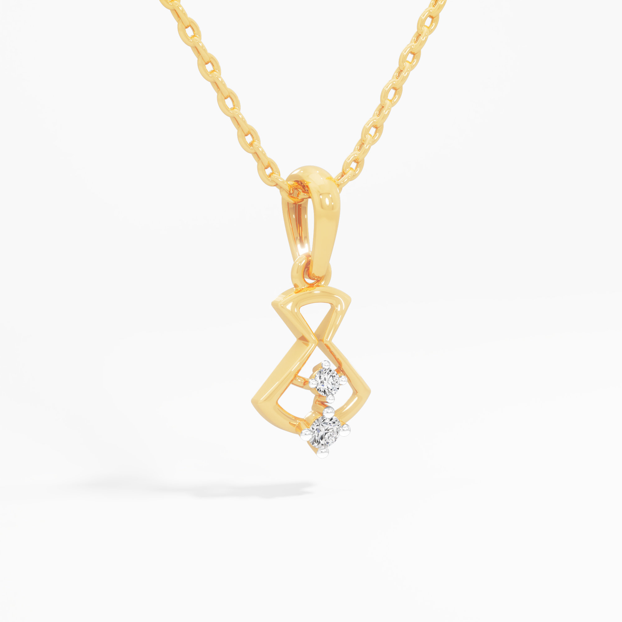 Vertex Duo Diamond Pendant in 9KT Yellow Gold (Diamond Quality:FG-VVS VS)
