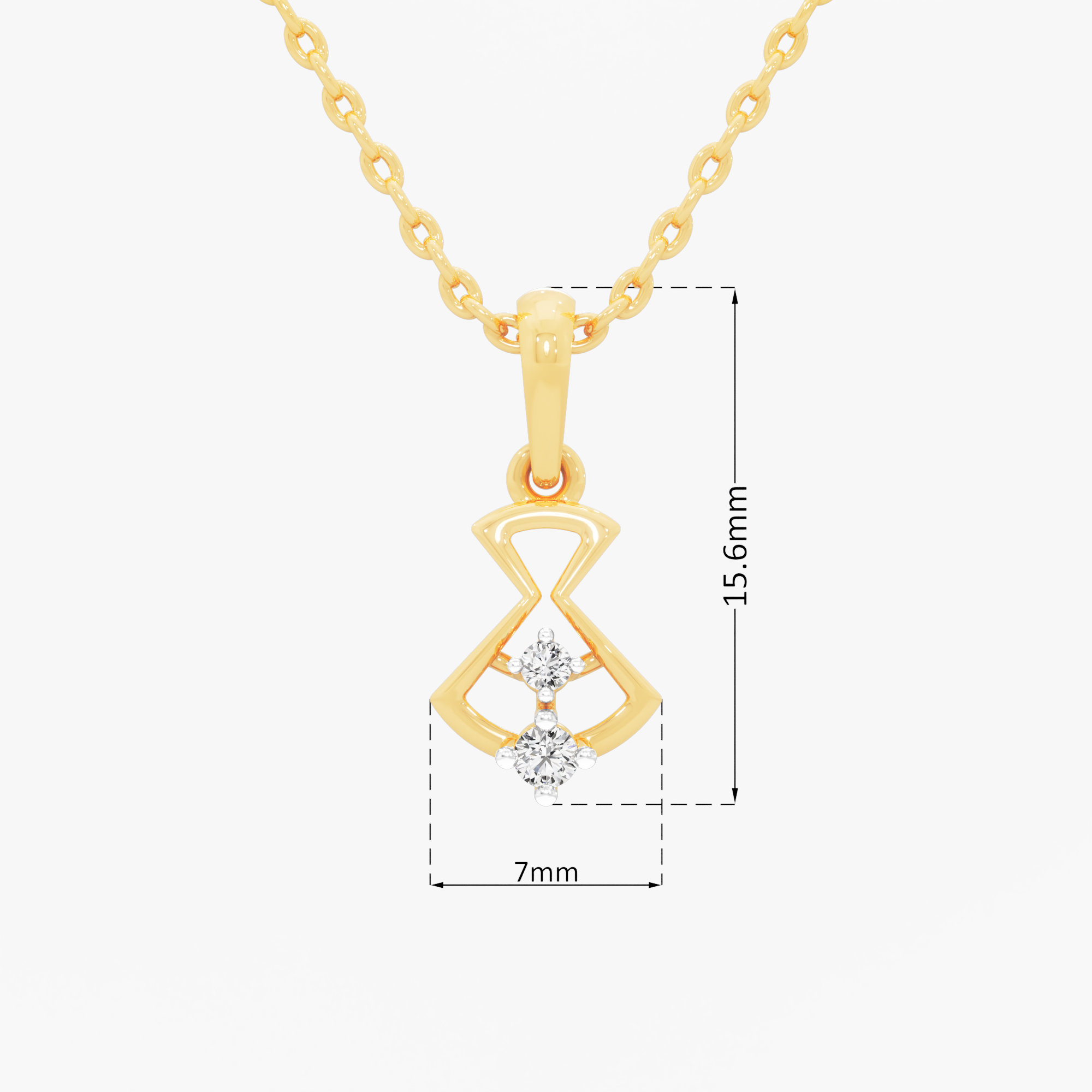 Vertex Duo Diamond Pendant in 9KT Yellow Gold (Diamond Quality:FG-VVS VS)