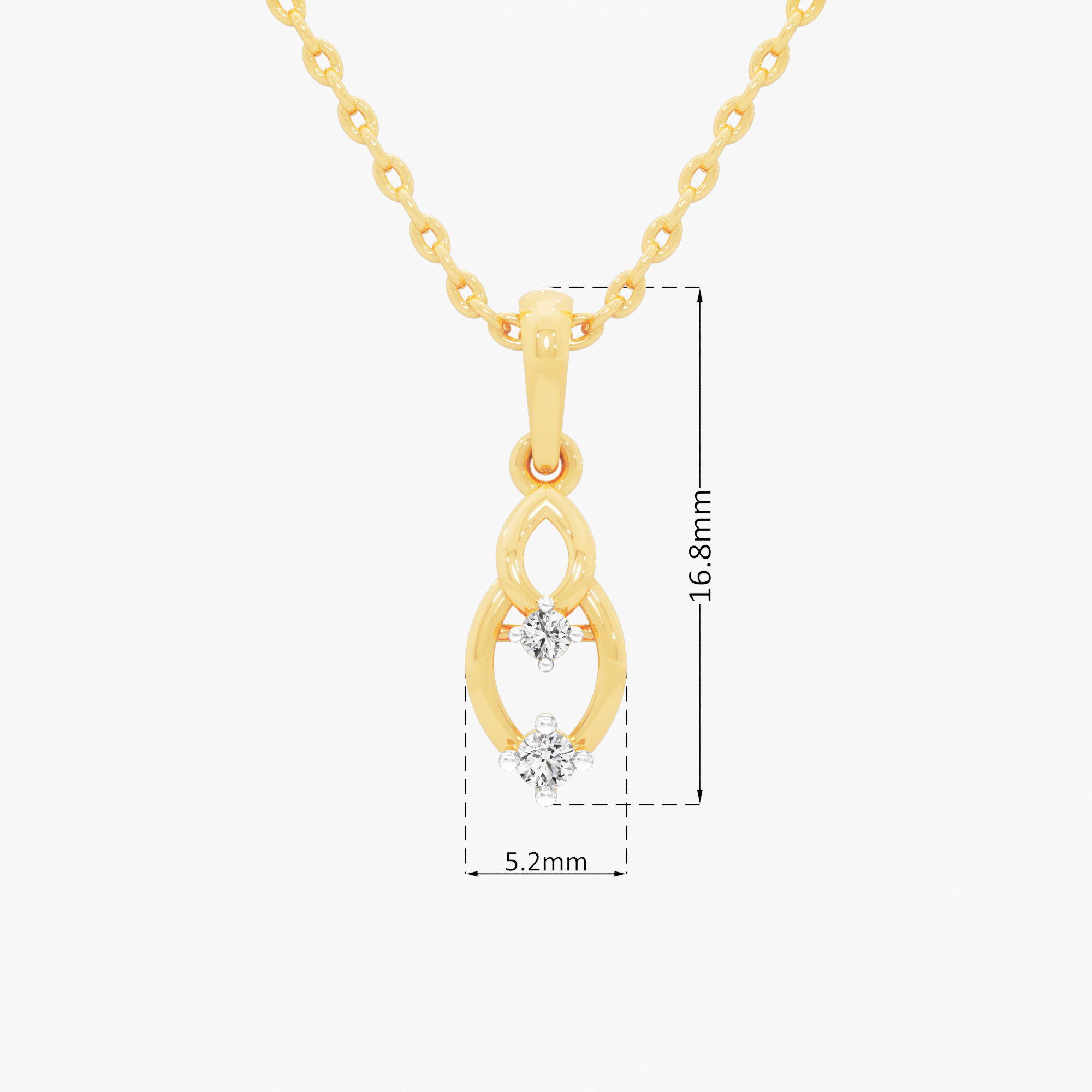 Willow Link Diamond Pendant in 9KT Yellow Gold (Diamond Quality:FG-VVS VS)