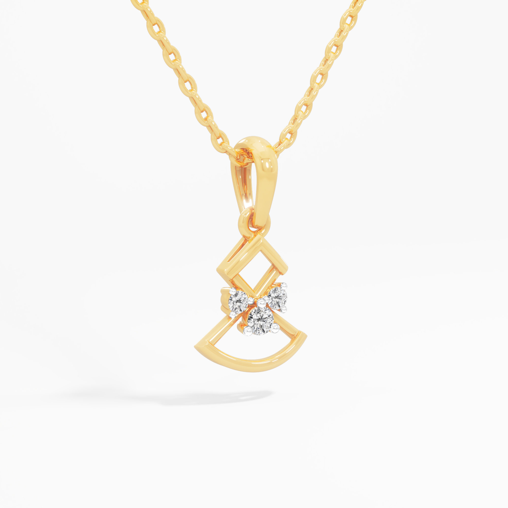Trinity Charm Diamond Pendant in 9KT Yellow Gold (Diamond Quality:FG-VVS VS)