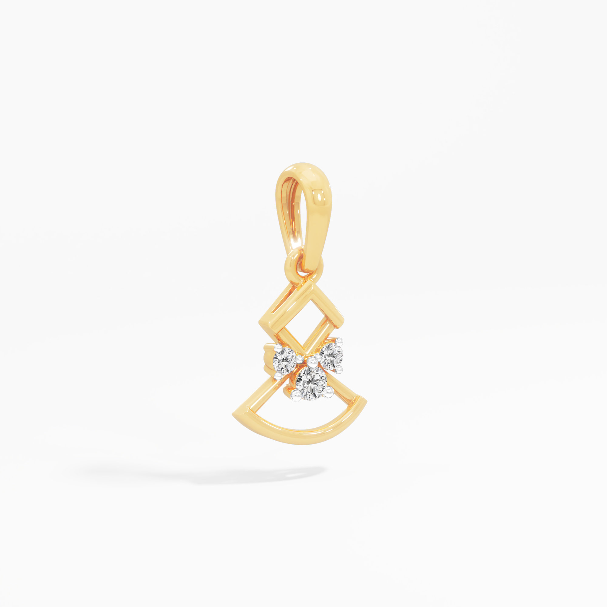 Trinity Charm Diamond Pendant in 9KT Yellow Gold (Diamond Quality:FG-VVS VS)