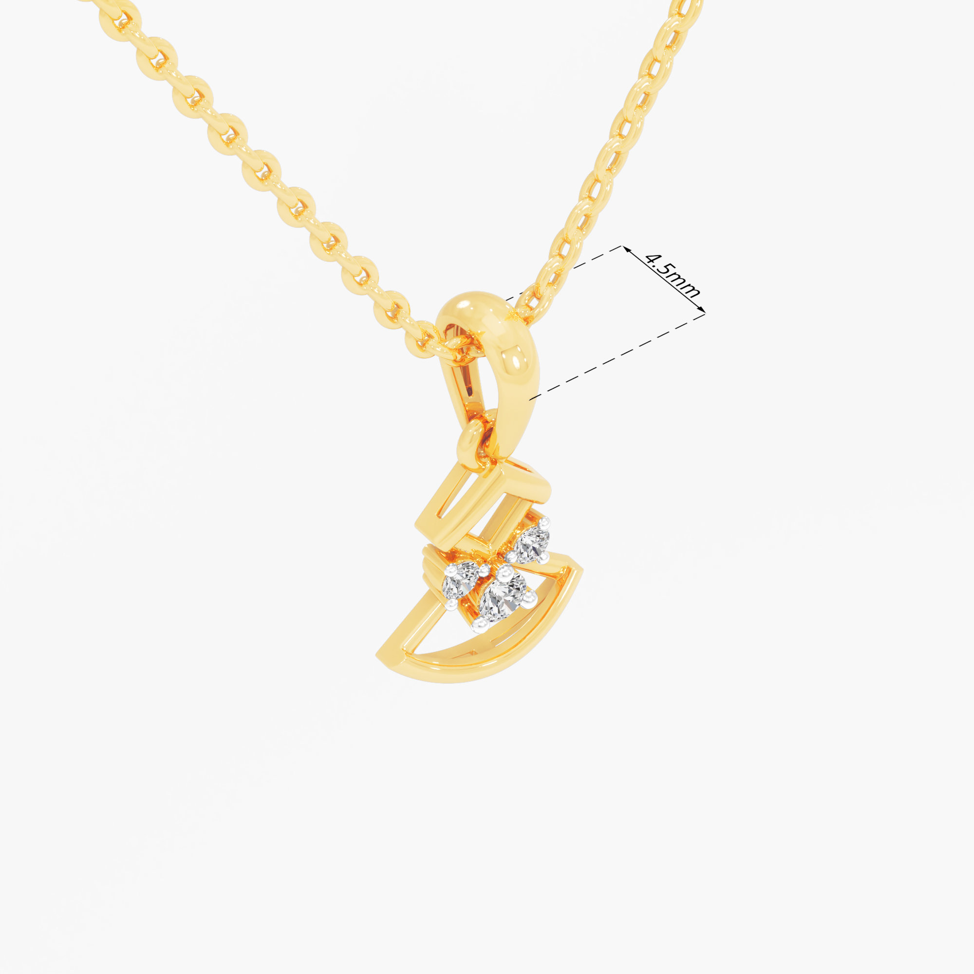 Trinity Charm Diamond Pendant in 9KT Yellow Gold (Diamond Quality:FG-VVS VS)