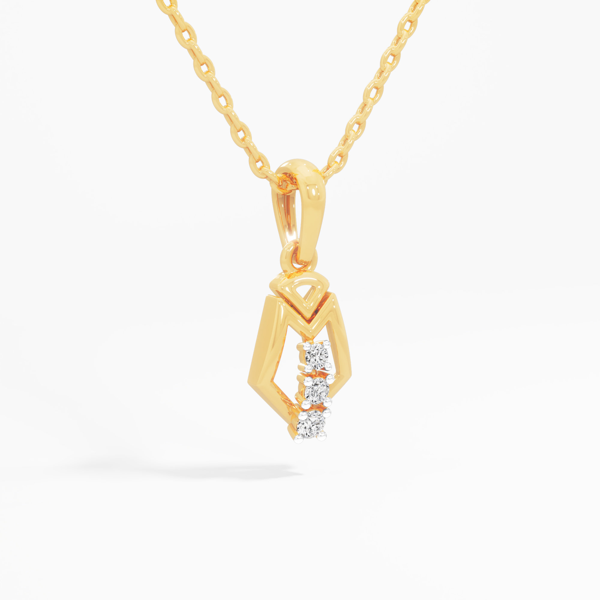 Chevron Wing Diamond Pendant in 9KT Yellow Gold (Diamond Quality:FG-VVS VS)