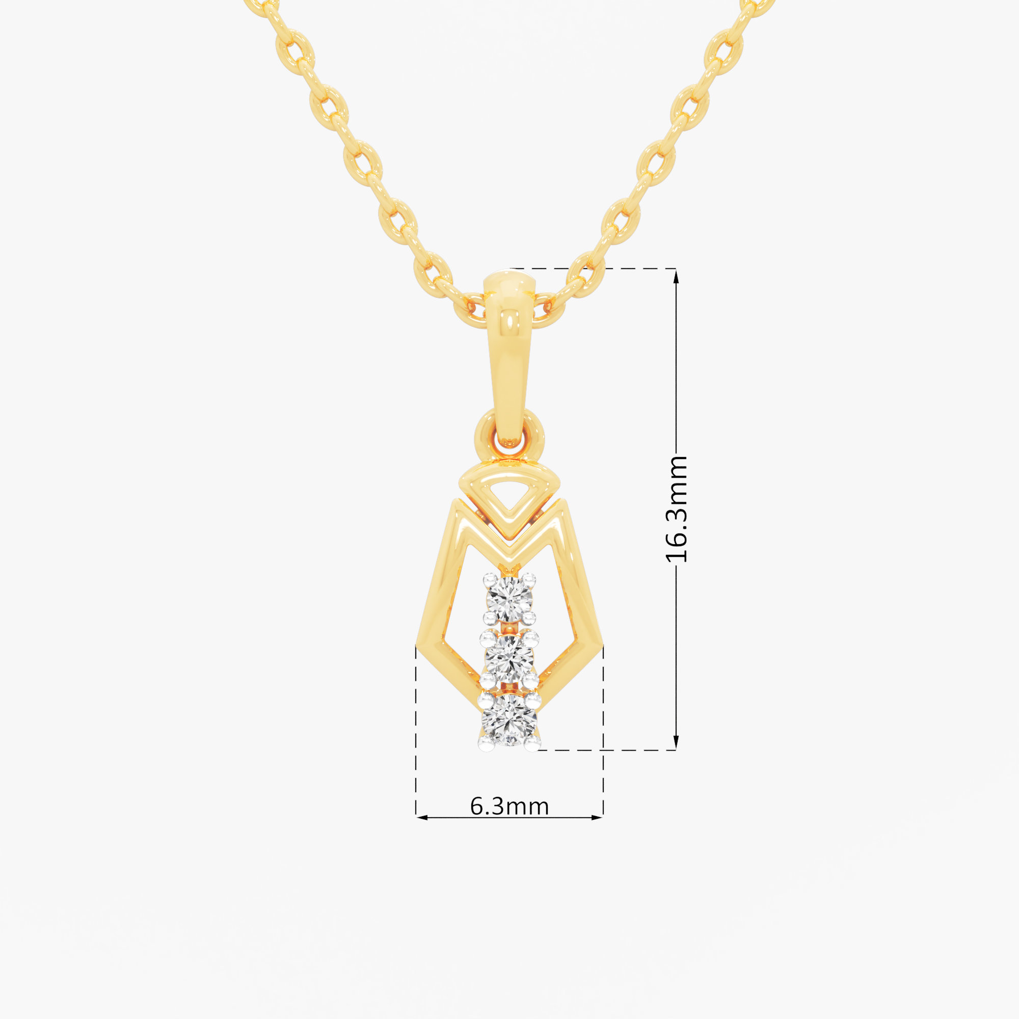 Chevron Wing Diamond Pendant in 9KT Yellow Gold (Diamond Quality:FG-VVS VS)