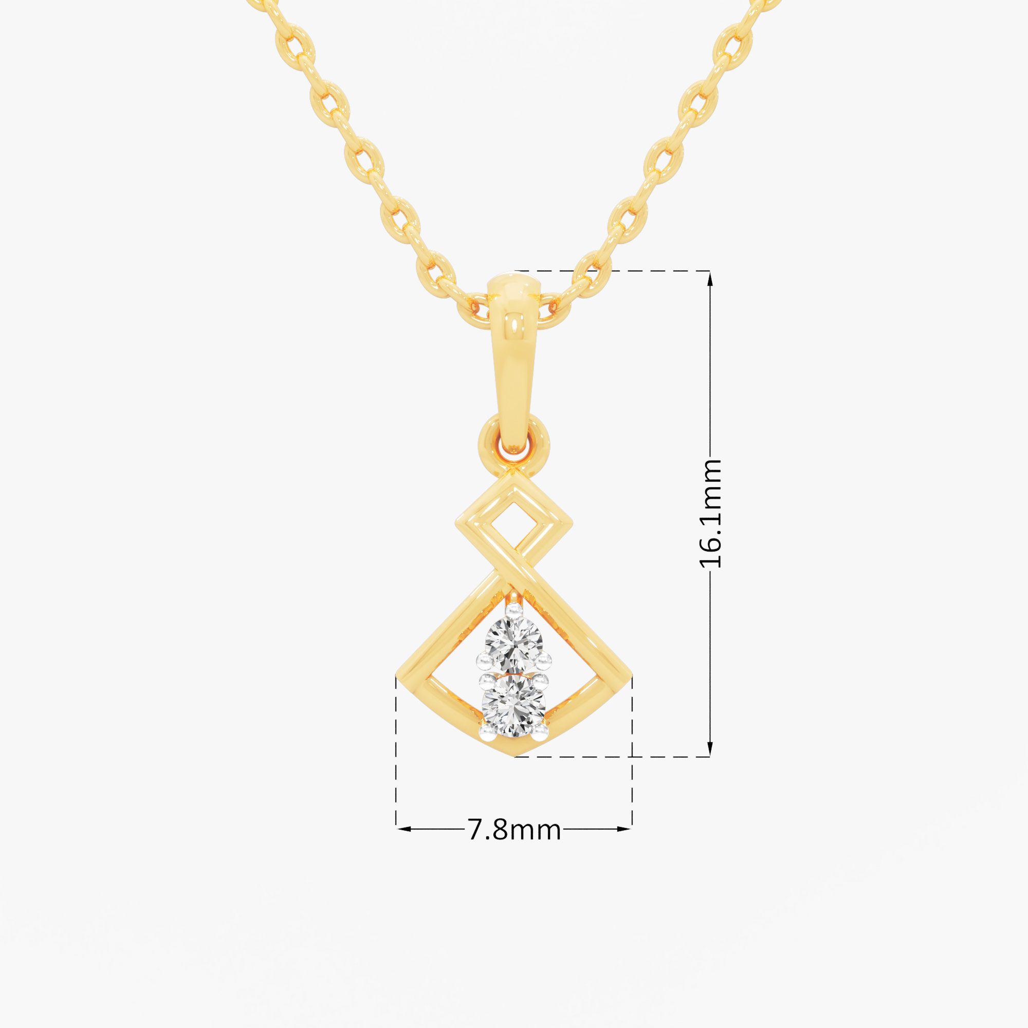 Woven Muse Diamond Pendant in 9KT Yellow Gold (Diamond Quality:FG-VVS VS)