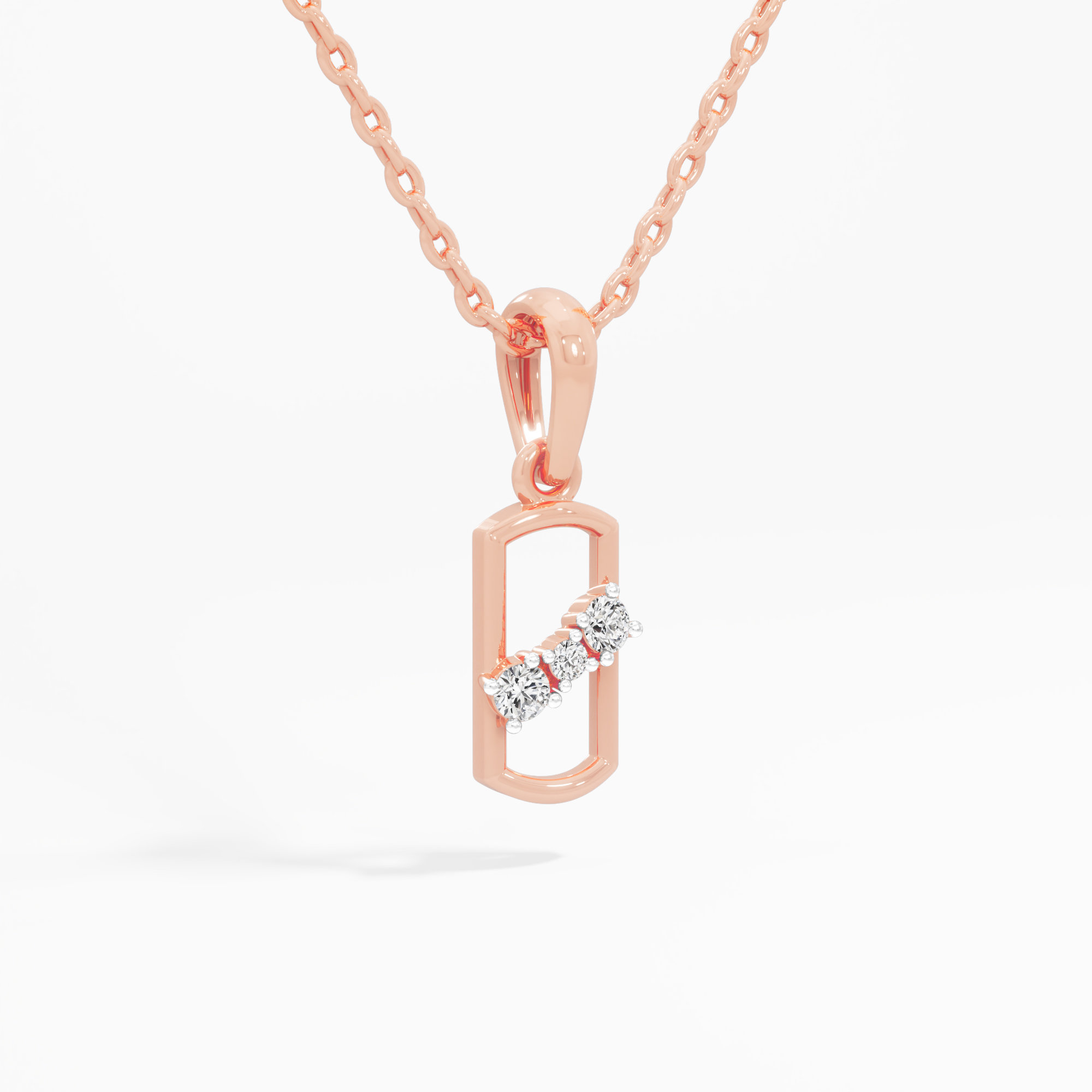 Sleek Trio Diamond Pendants | Pendant Only in 9KT Rose Gold (Diamond Quality: FG-VVS VS)