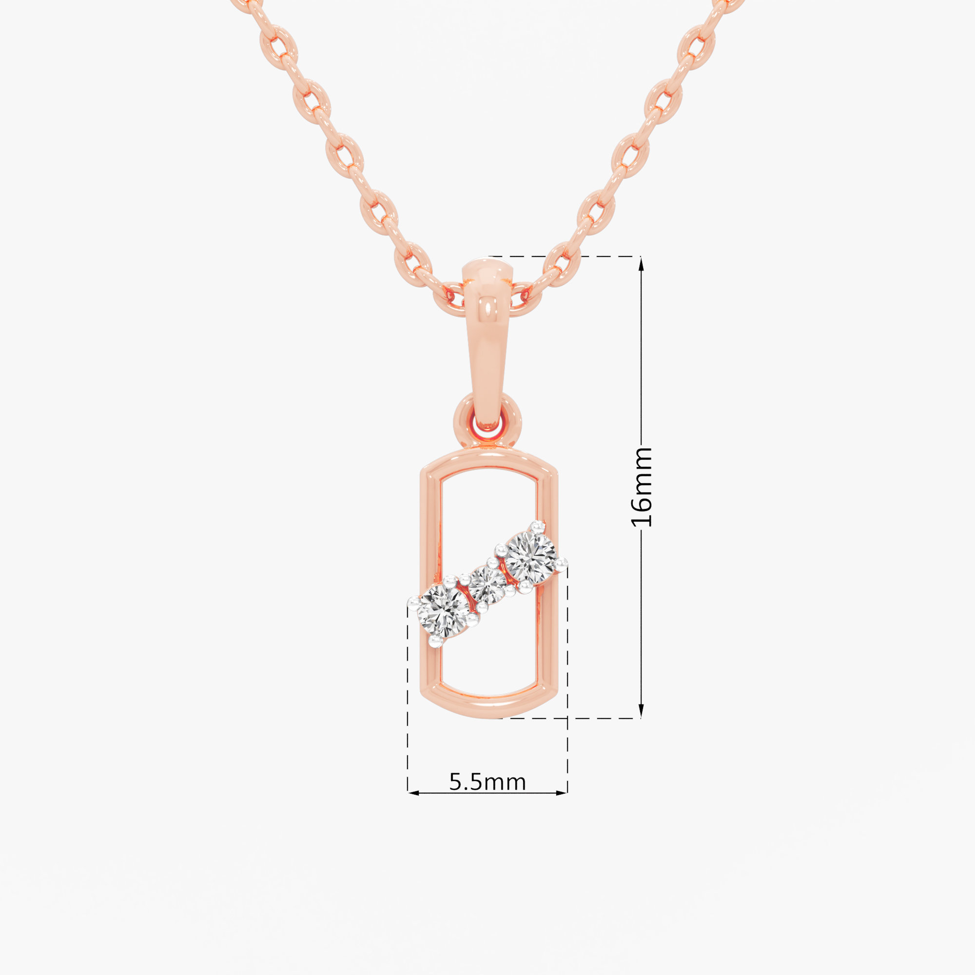 Sleek Trio Diamond Pendants | Pendant Only in 9KT Rose Gold (Diamond Quality: FG-VVS VS)