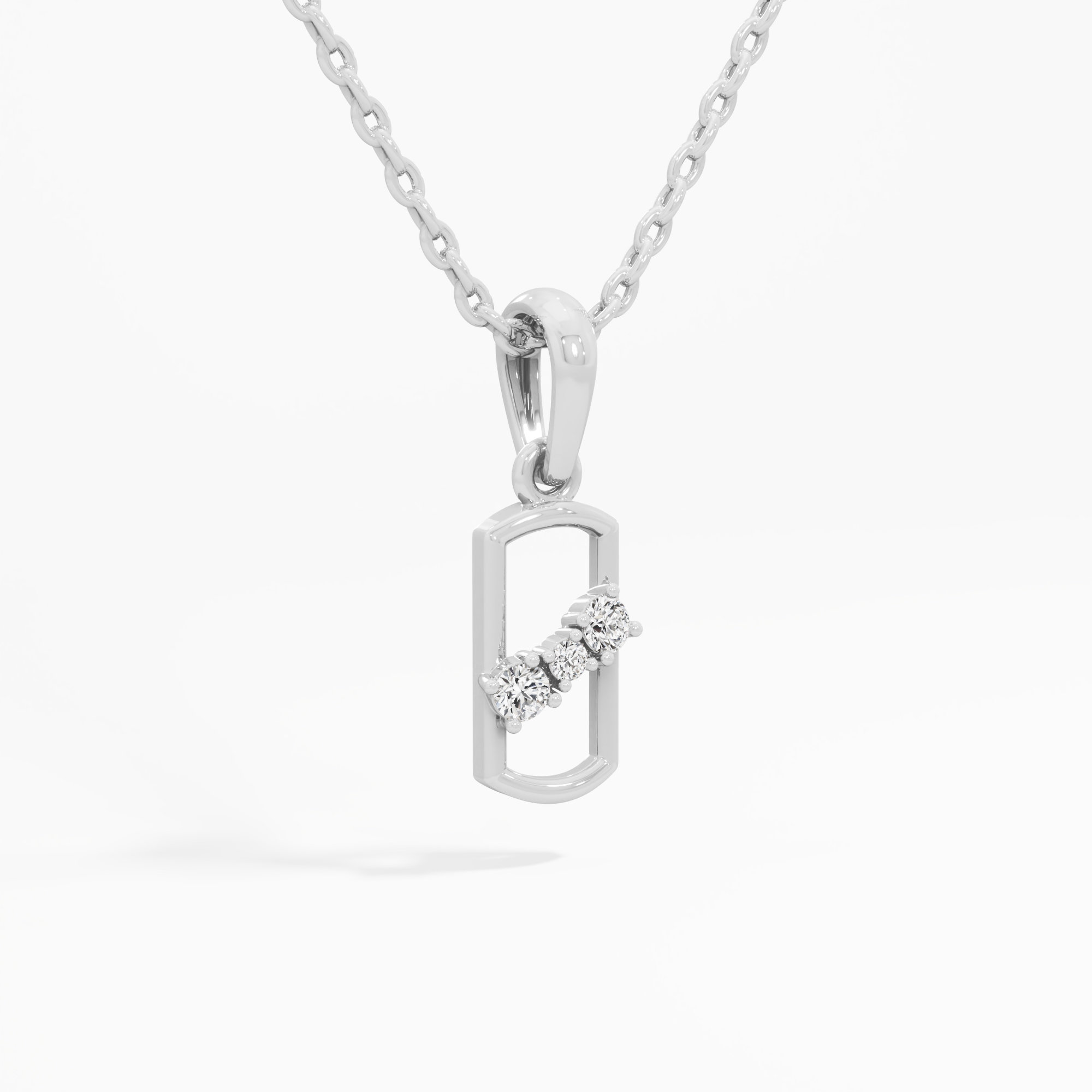Sleek Trio Diamond Pendants | Chain Available Separately in 9KT White Gold (Diamond Quality: FG-VVS VS)