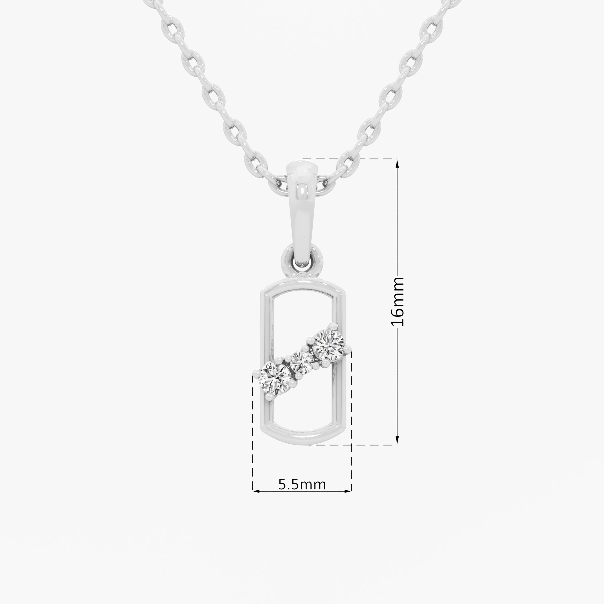 Sleek Trio Diamond Pendants | Chain Available Separately in 9KT White Gold (Diamond Quality: FG-VVS VS)