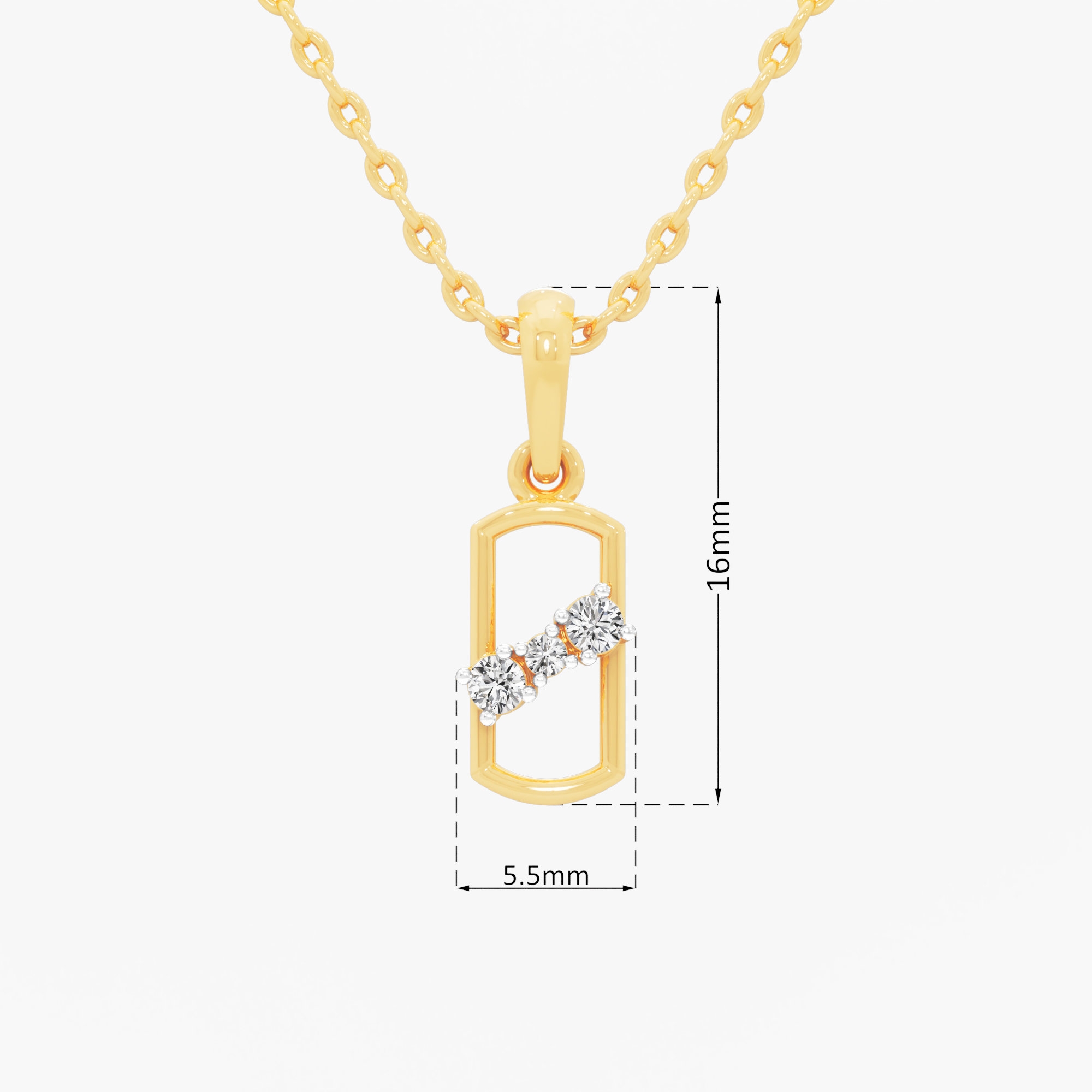 Sleek Trio Diamond Pendants | Individual Pendant in 9KT Yellow Gold (Diamond Quality: FG-VVS VS)