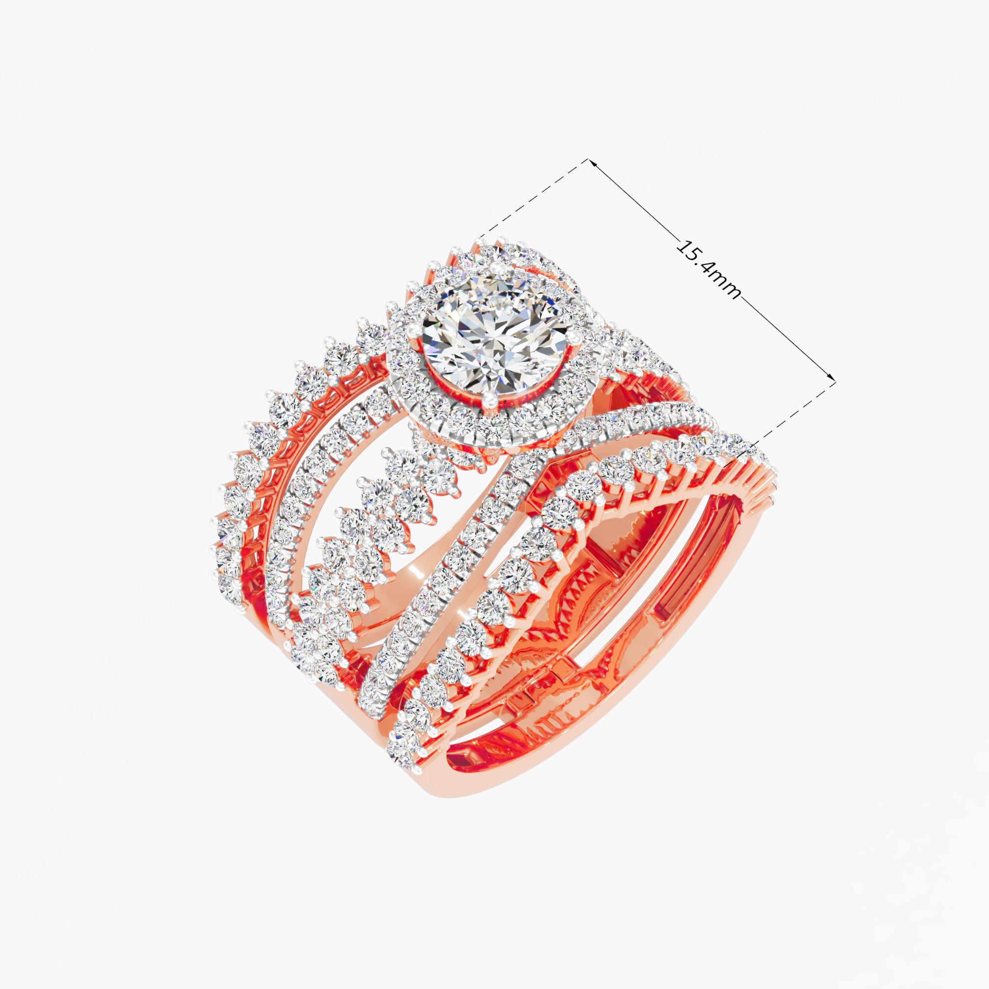Woven Halo Multi-Band Cocktail Ring in 14KT Rose Gold & White Gold (Diamond Quality: FG-VVS VS)
