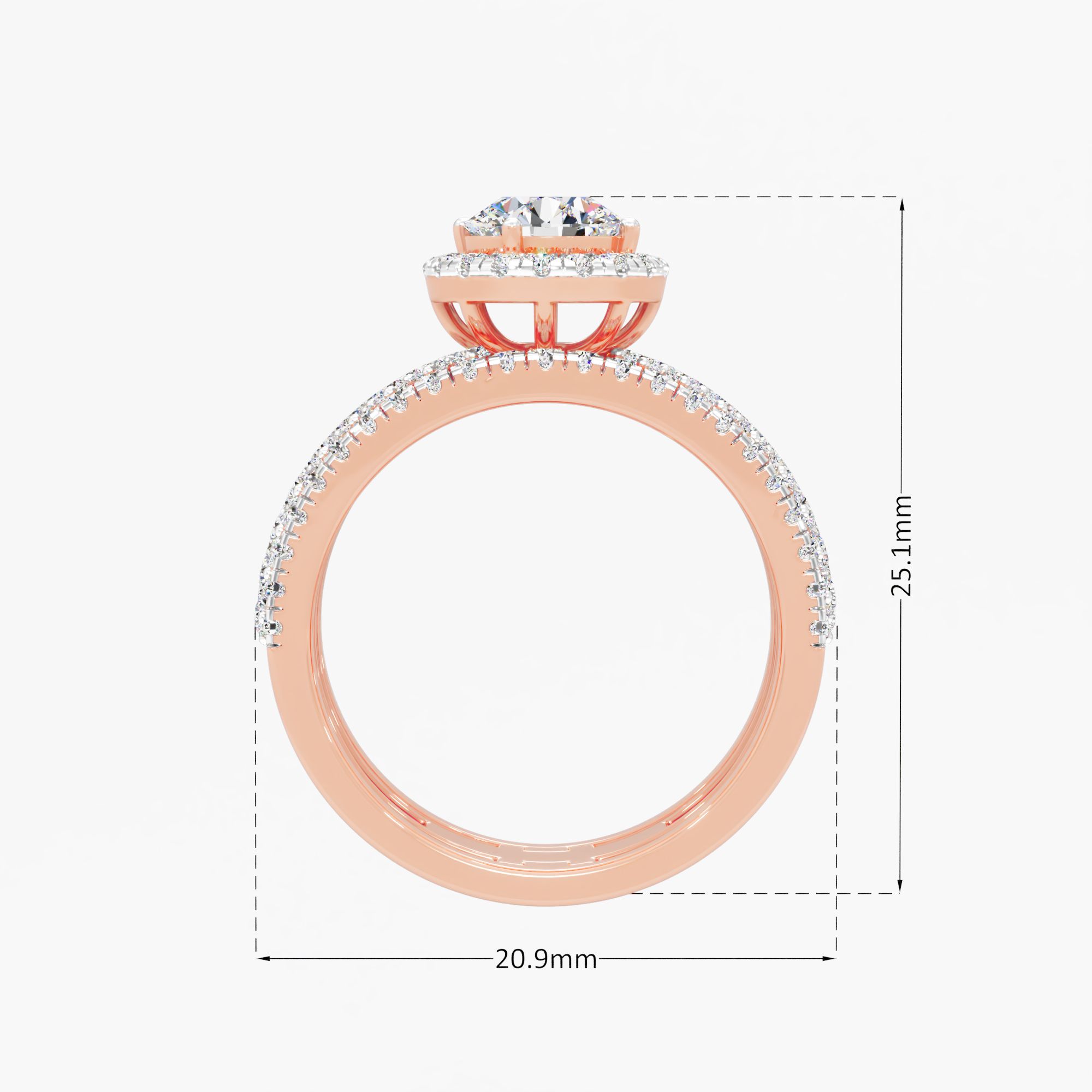 Grand Tiered Halo Statement Ring in 14KT Rose Gold & White Gold (Diamond Quality: FG-VVS VS)