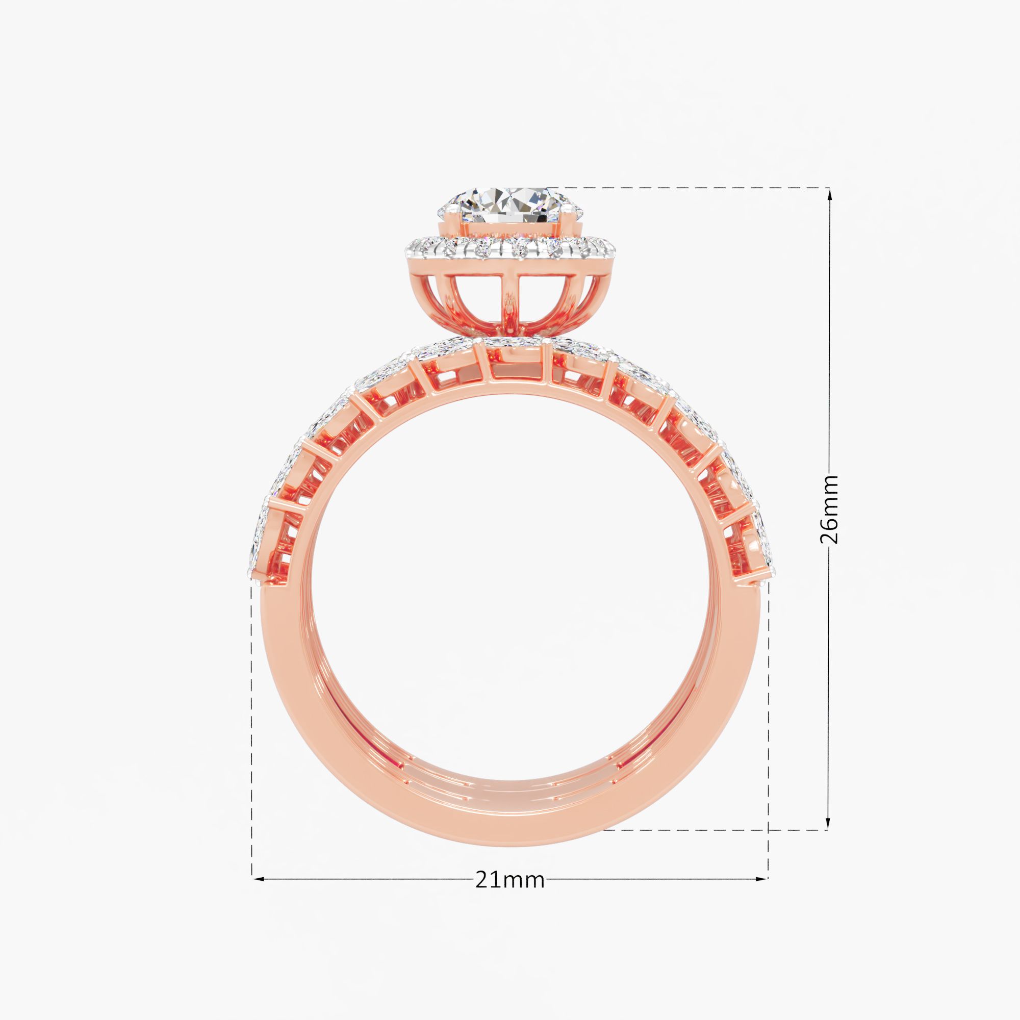 Laurel Wreath Halo Statement Ring in 14KT Rose Gold & White Gold (Diamond Quality: FG-VVS VS)