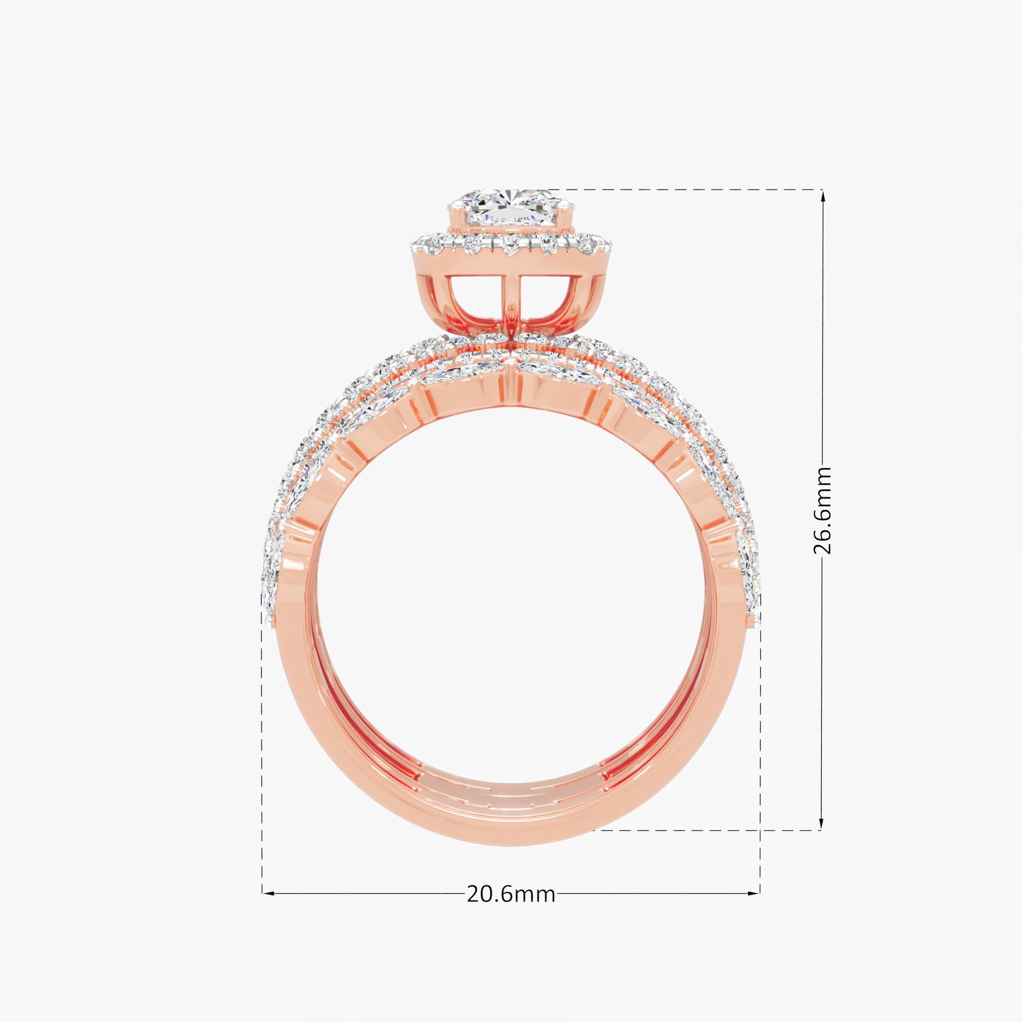Grand Cushion Halo Cocktail Ring in 14KT Rose Gold & White Gold (Diamond Quality: FG-VVS VS)