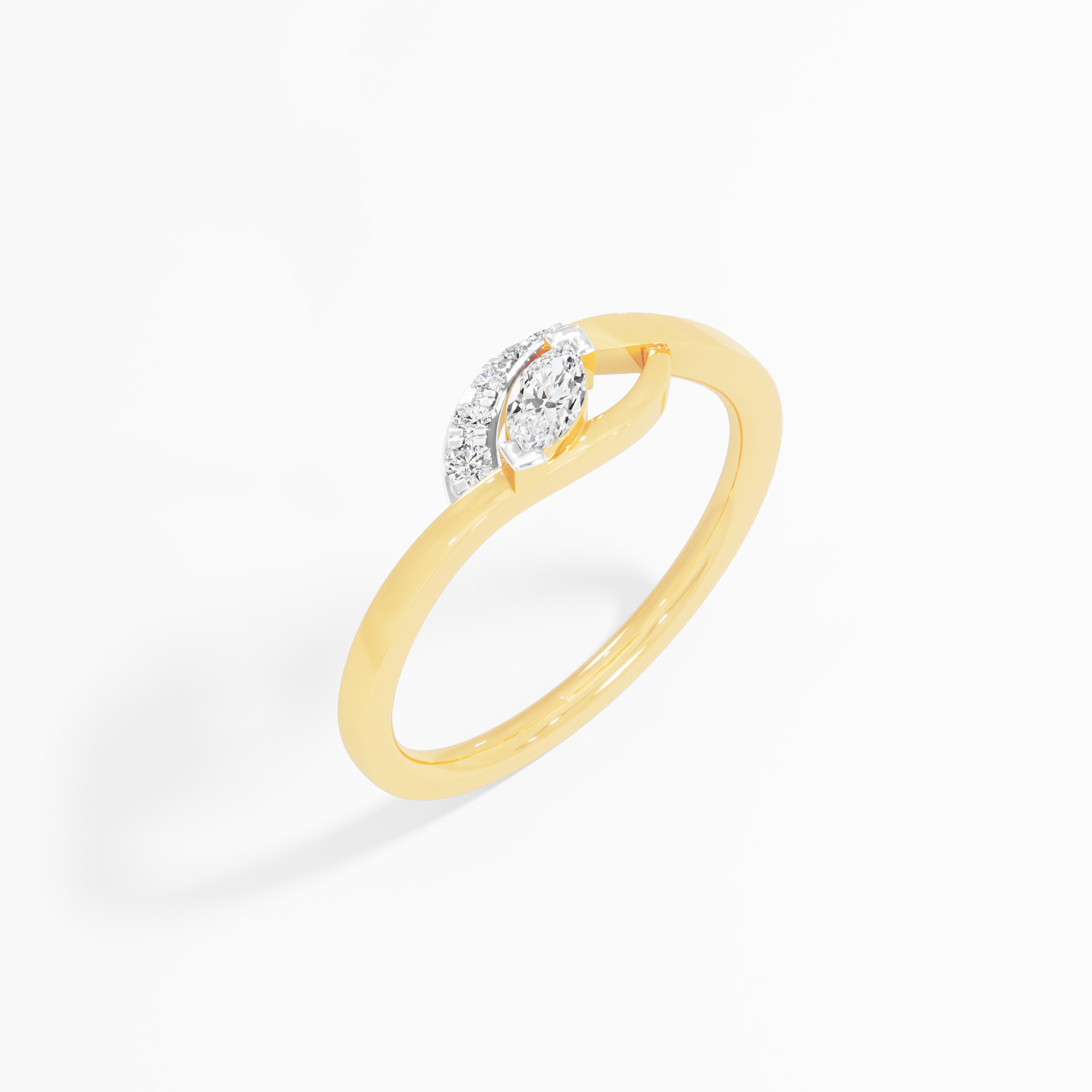 Woven Marquise Diamond Ring in 9KT Yellow Gold (Diamond Quality: FG-VVS VS)