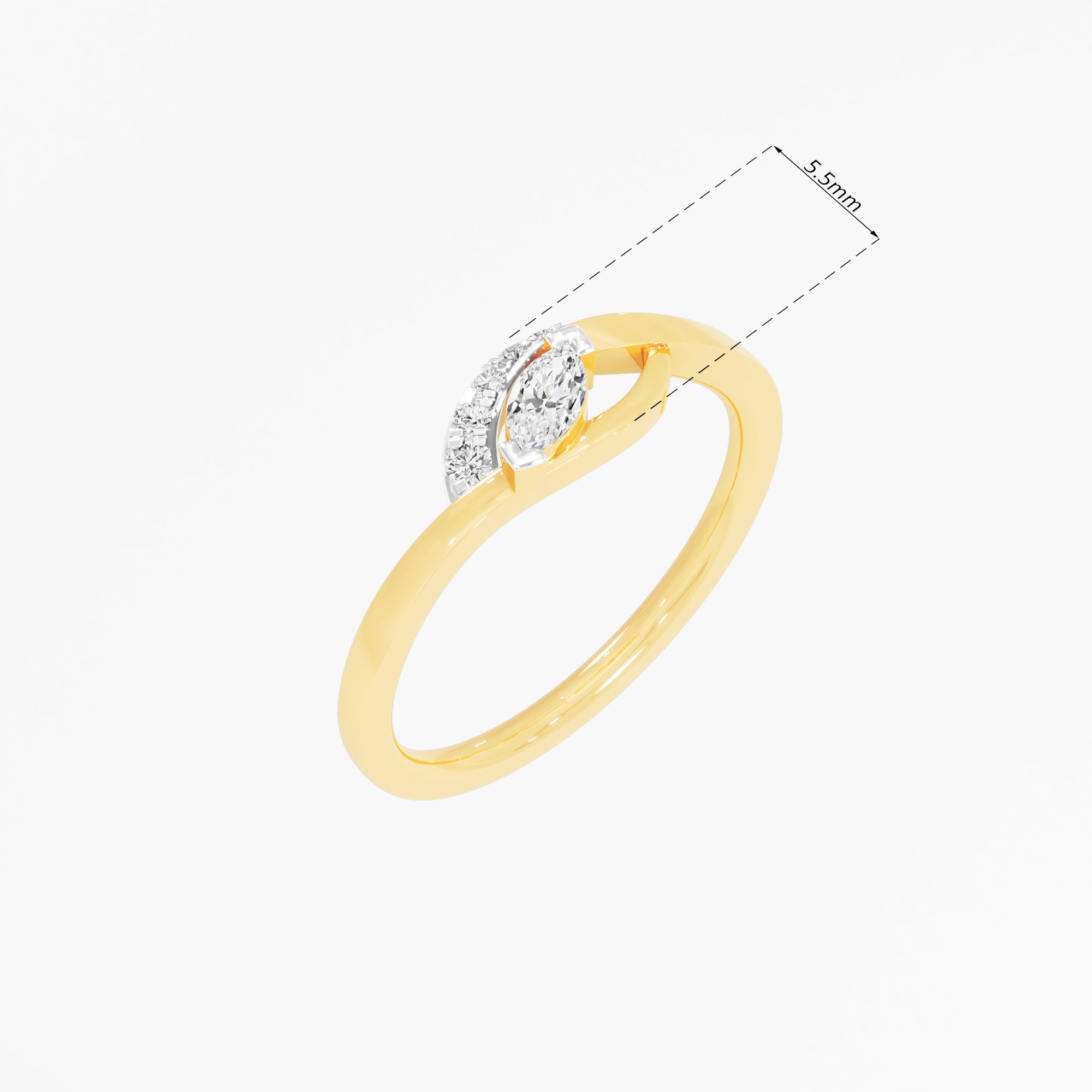 Woven Marquise Diamond Ring in 9KT Yellow Gold (Diamond Quality: FG-VVS VS)
