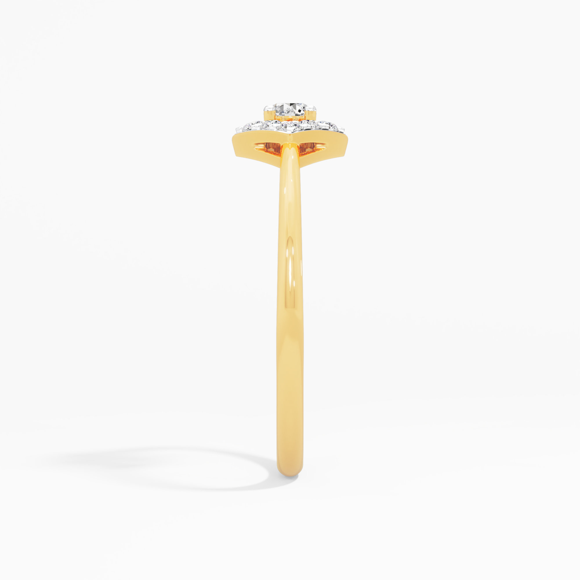 Radiant Shield Halos Ring in 9KT Yellow Gold (Diamond Quality: FG-VVS VS)
