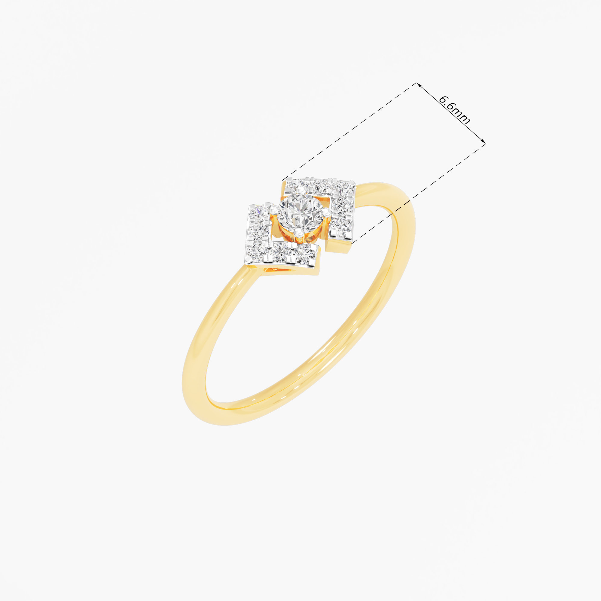 Radiant Shield Halos Ring in 9KT Yellow Gold (Diamond Quality: FG-VVS VS)