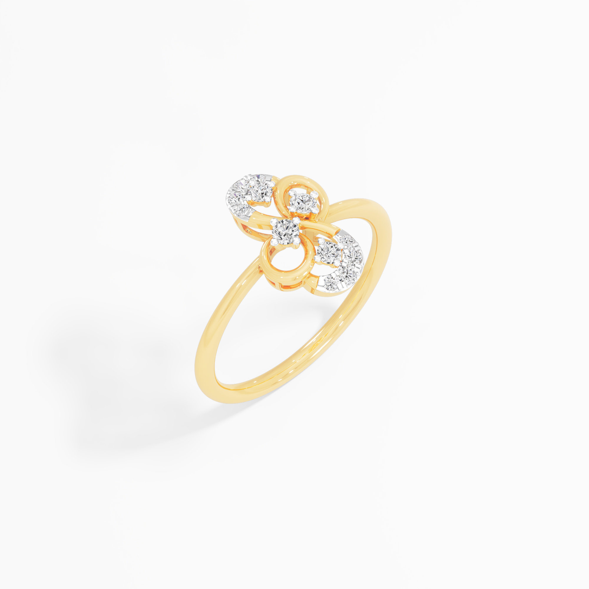 Fluttering Grace Cocktail Ring in 9KT Yellow Gold (Diamond Quality: FG-VVS VS)