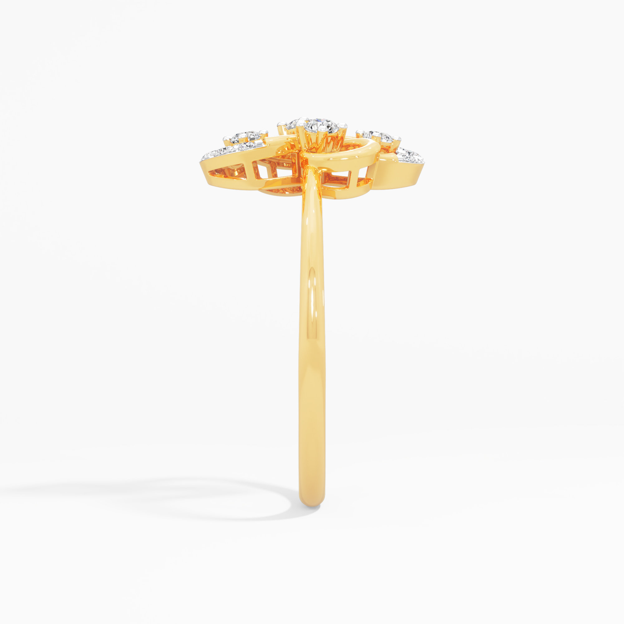 Fluttering Grace Cocktail Ring in 9KT Yellow Gold (Diamond Quality: FG-VVS VS)