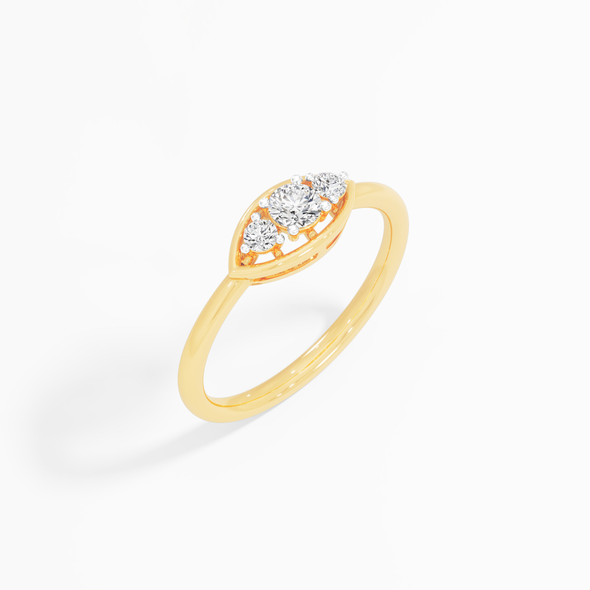 Vivid Glance Trios Ring in 9KT Yellow Gold (Diamond Quality: FG-VVS VS)