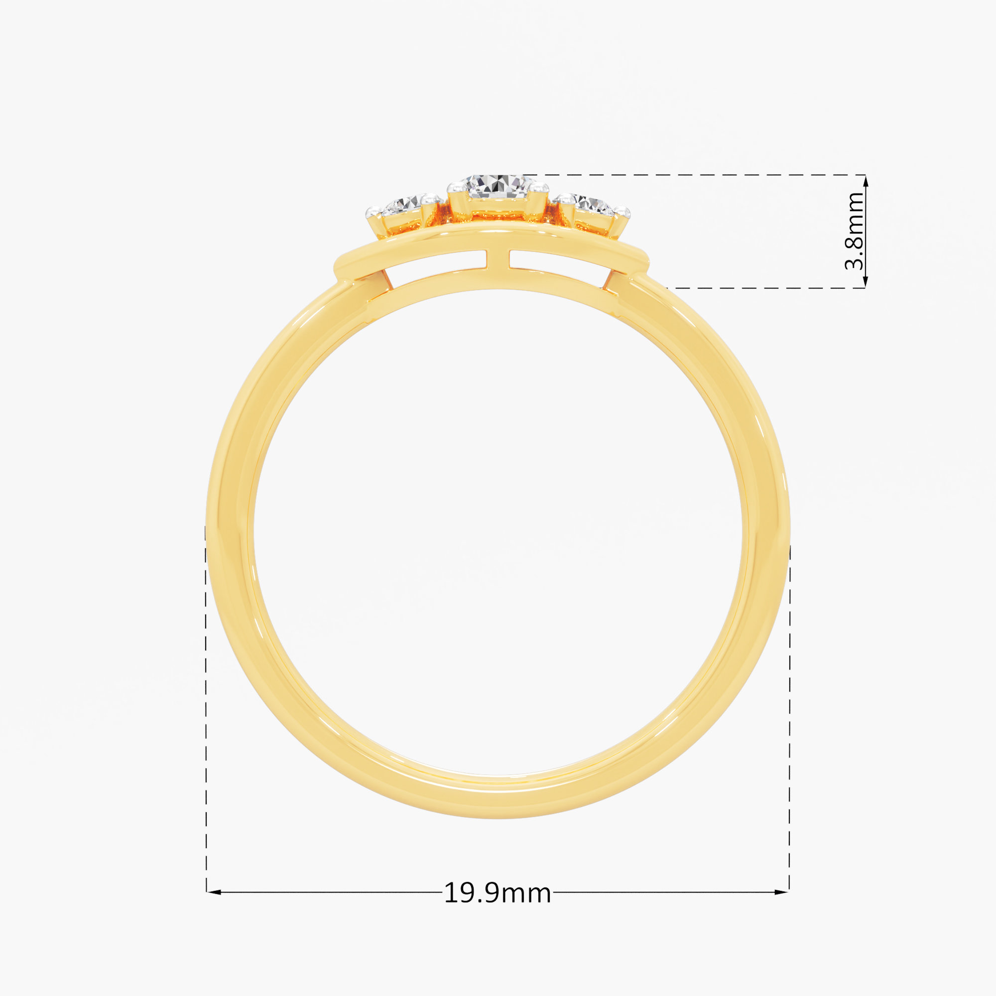Vivid Glance Trios Ring in 9KT Yellow Gold (Diamond Quality: FG-VVS VS)