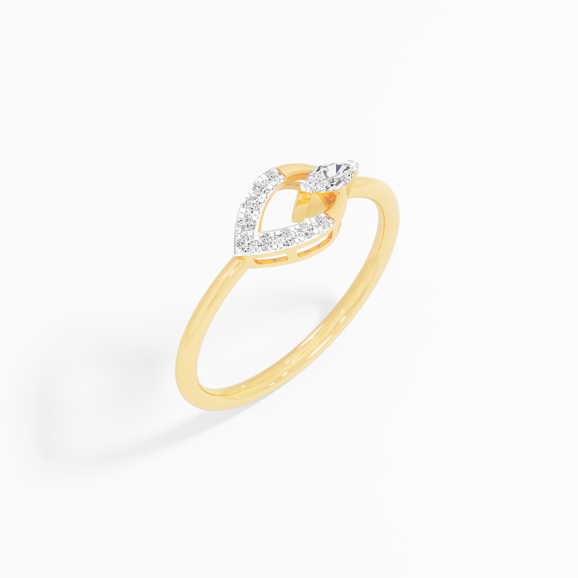 Entwined Glow Bypass Ring in 9KT Yellow Gold (Diamond Quality: FG-VVS VS)