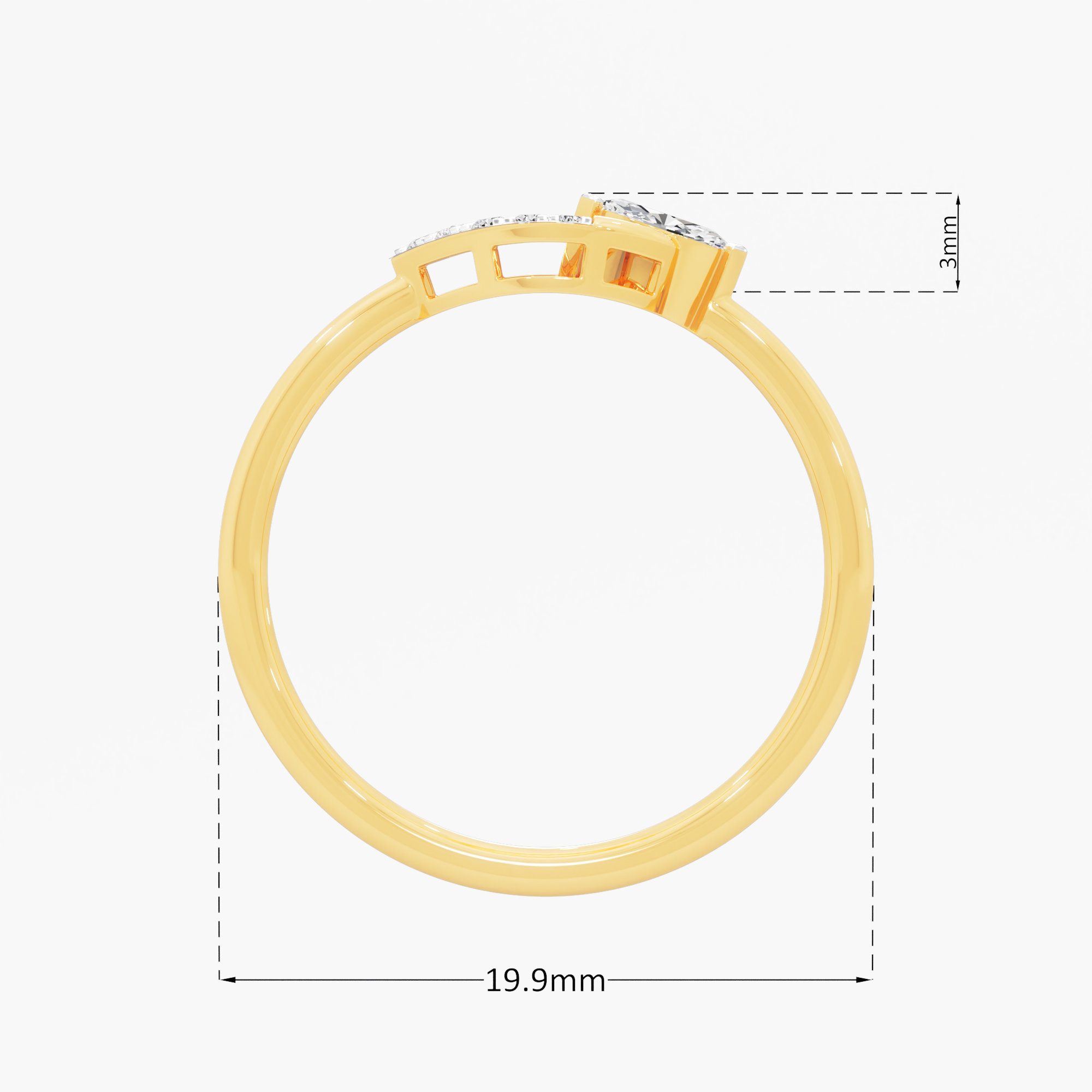 Entwined Glow Bypass Ring in 9KT Yellow Gold (Diamond Quality: FG-VVS VS)