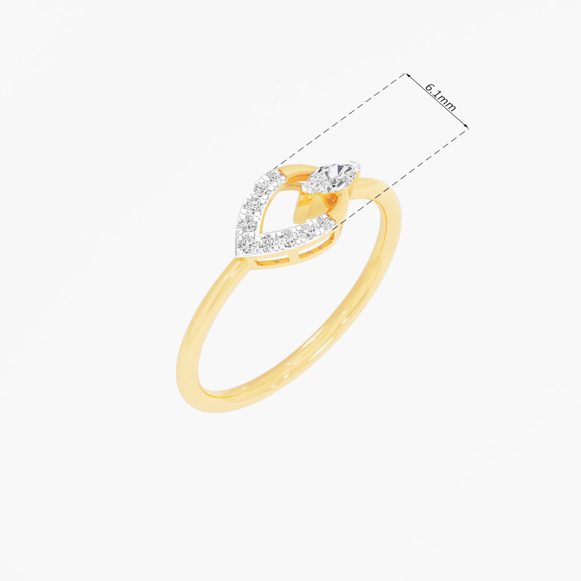 Entwined Glow Bypass Ring in 9KT Yellow Gold (Diamond Quality: FG-VVS VS)