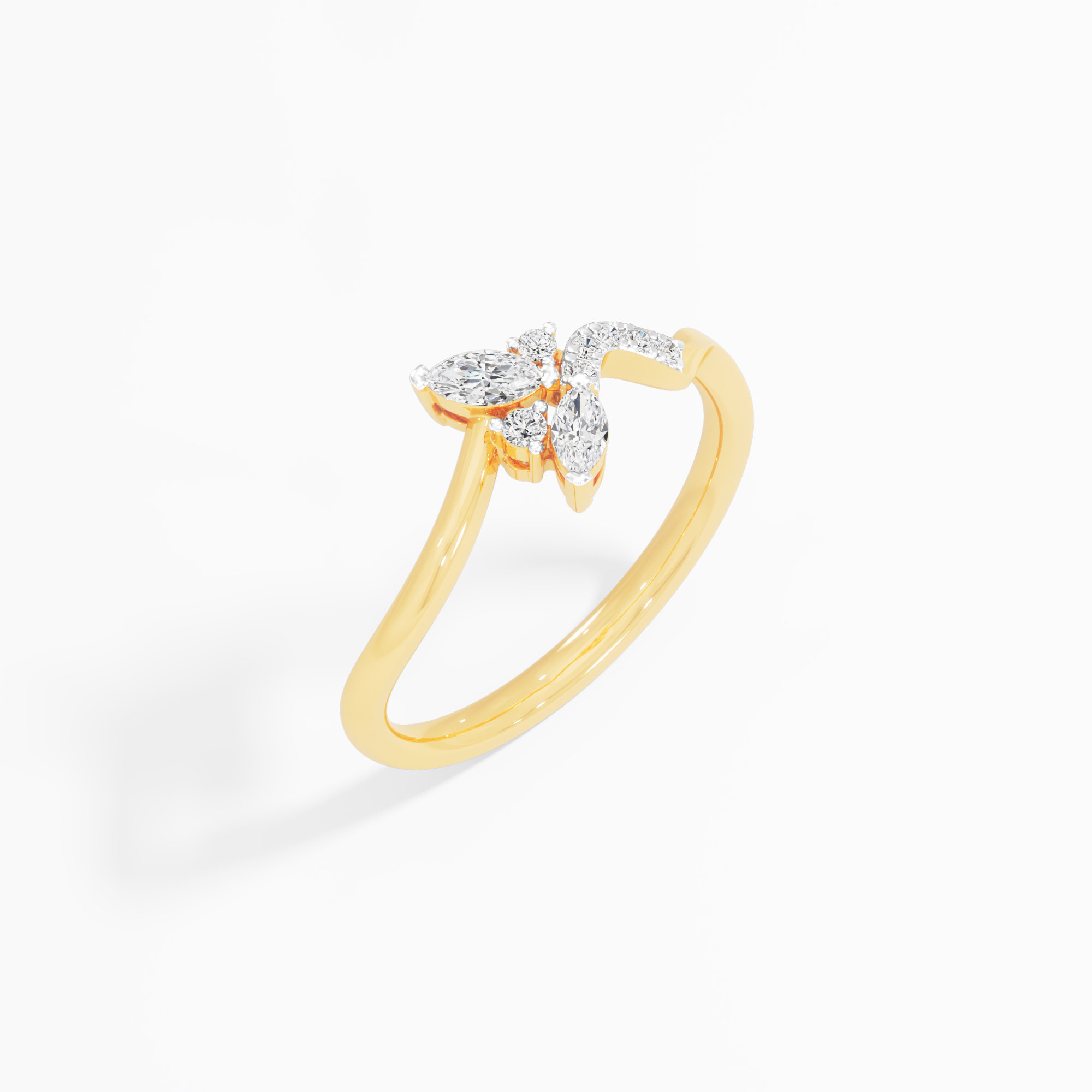 Butterfly Crest Diamond Ring in 9KT Yellow Gold (Diamond Quality: FG-VVS VS)