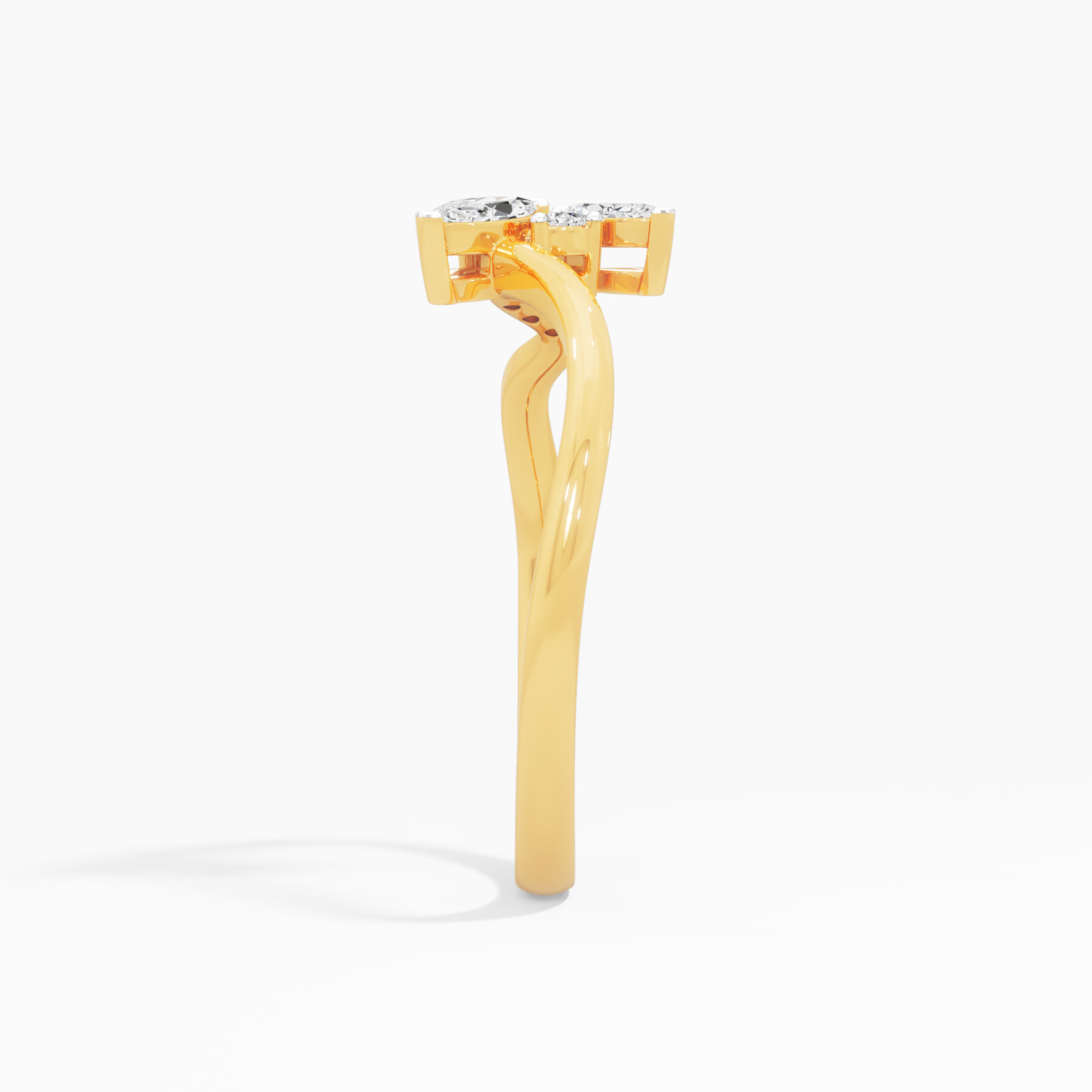 Butterfly Crest Diamond Ring in 9KT Yellow Gold (Diamond Quality: FG-VVS VS)