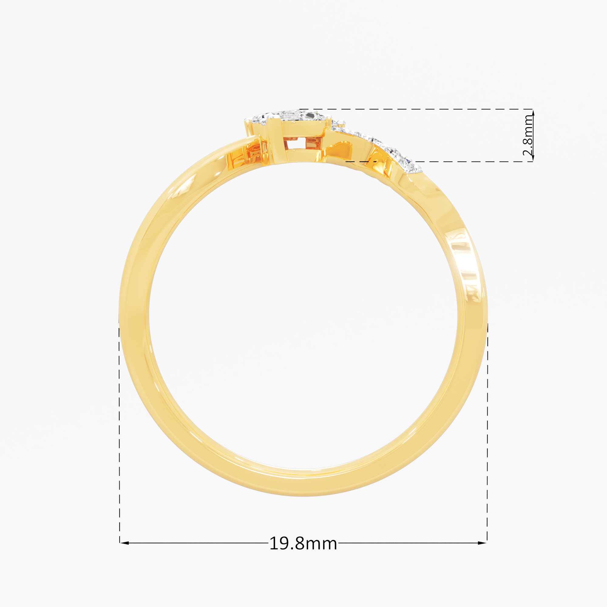 Butterfly Crest Diamond Ring in 9KT Yellow Gold (Diamond Quality: FG-VVS VS)