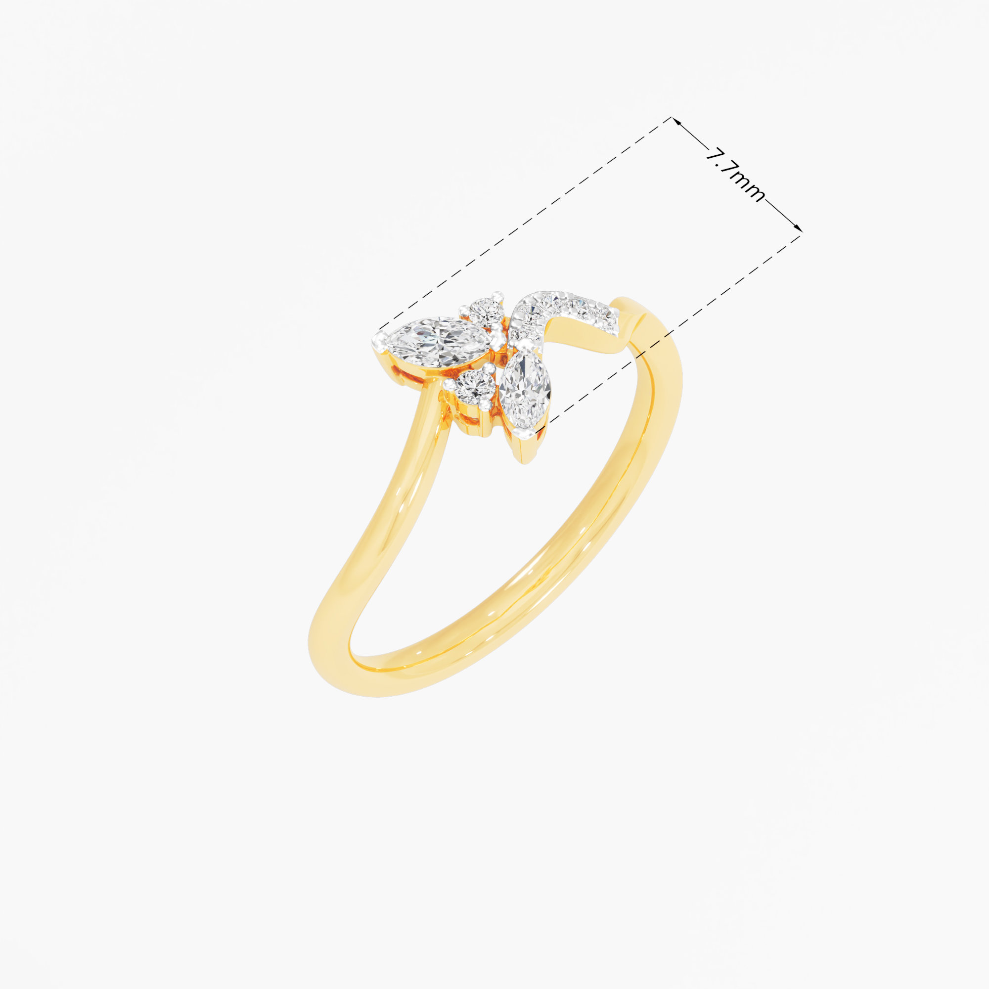 Butterfly Crest Diamond Ring in 9KT Yellow Gold (Diamond Quality: FG-VVS VS)
