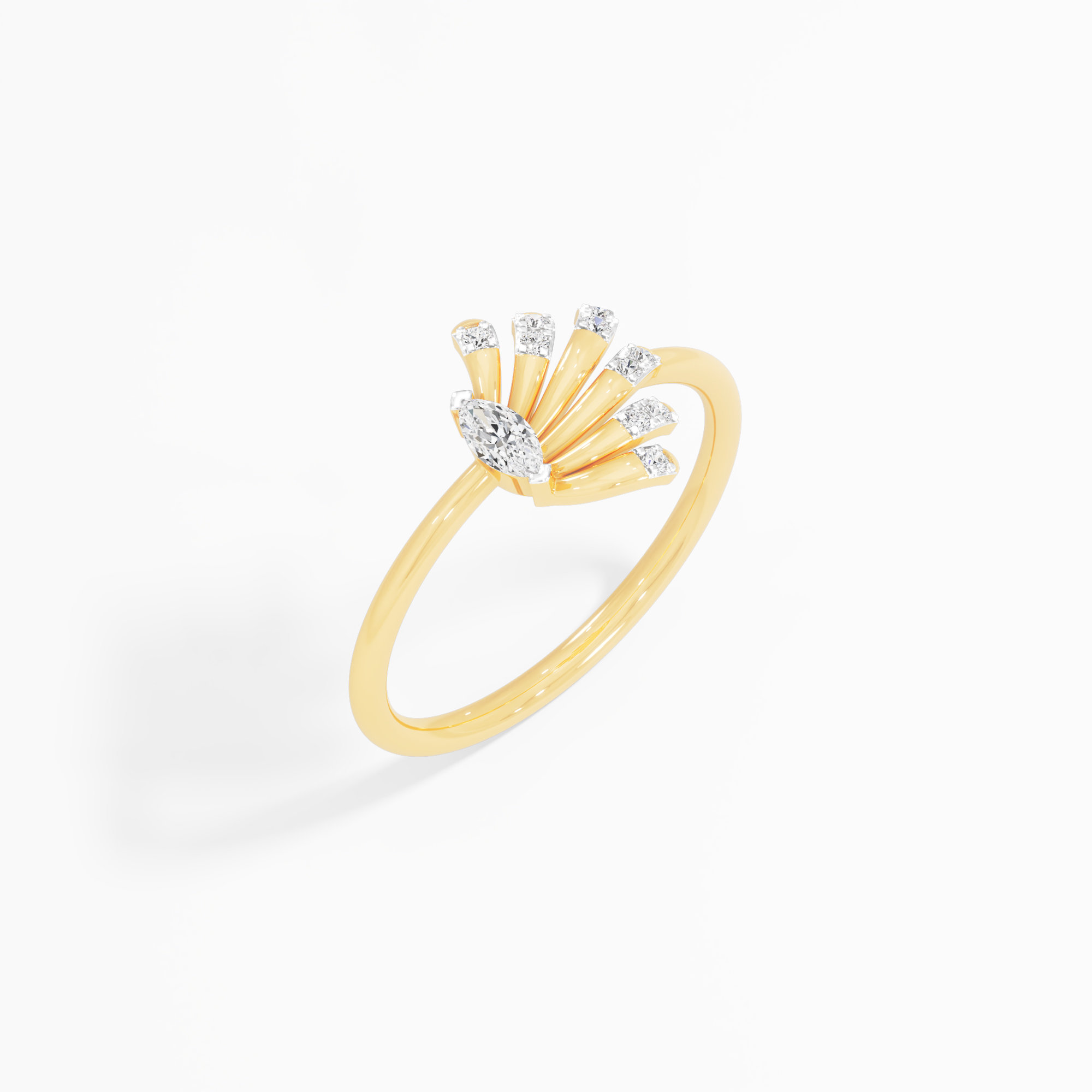 Stellar Fan Cocktail Ring in 9KT Yellow Gold (Diamond Quality: FG-VVS VS)