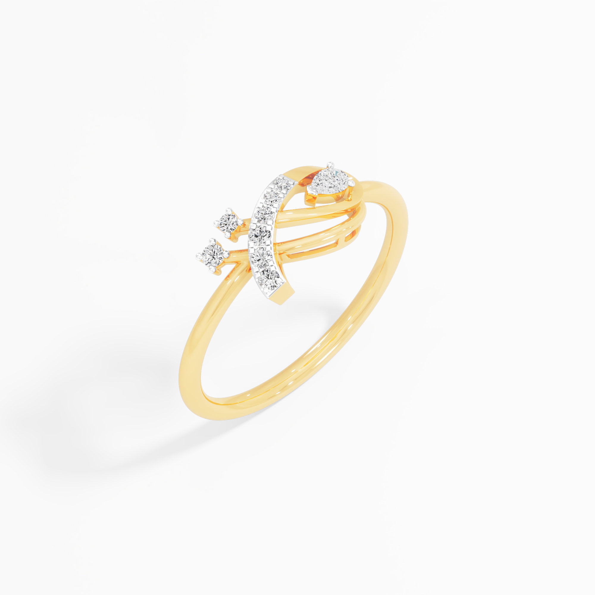 Woven Radiance Bypass Ring in 9KT Yellow Gold (Diamond Quality: FG-VVS VS)