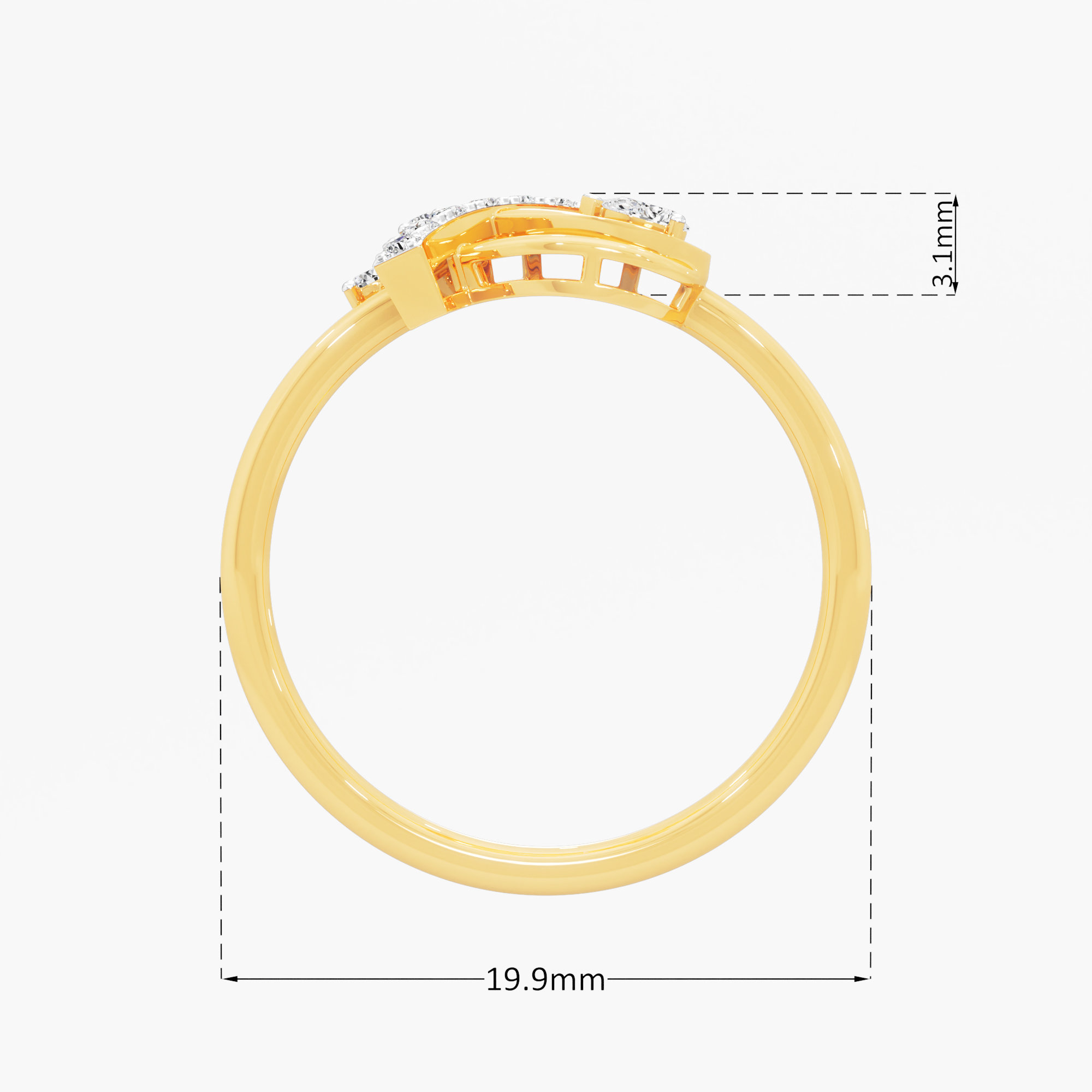 Woven Radiance Bypass Ring in 9KT Yellow Gold (Diamond Quality: FG-VVS VS)