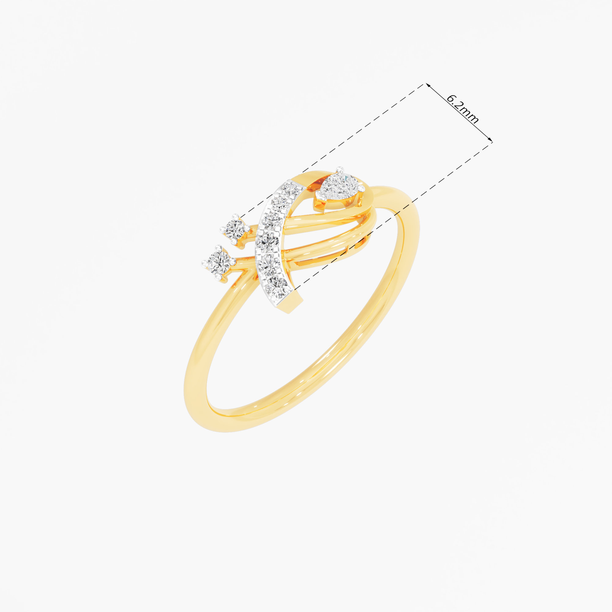 Woven Radiance Bypass Ring in 9KT Yellow Gold (Diamond Quality: FG-VVS VS)