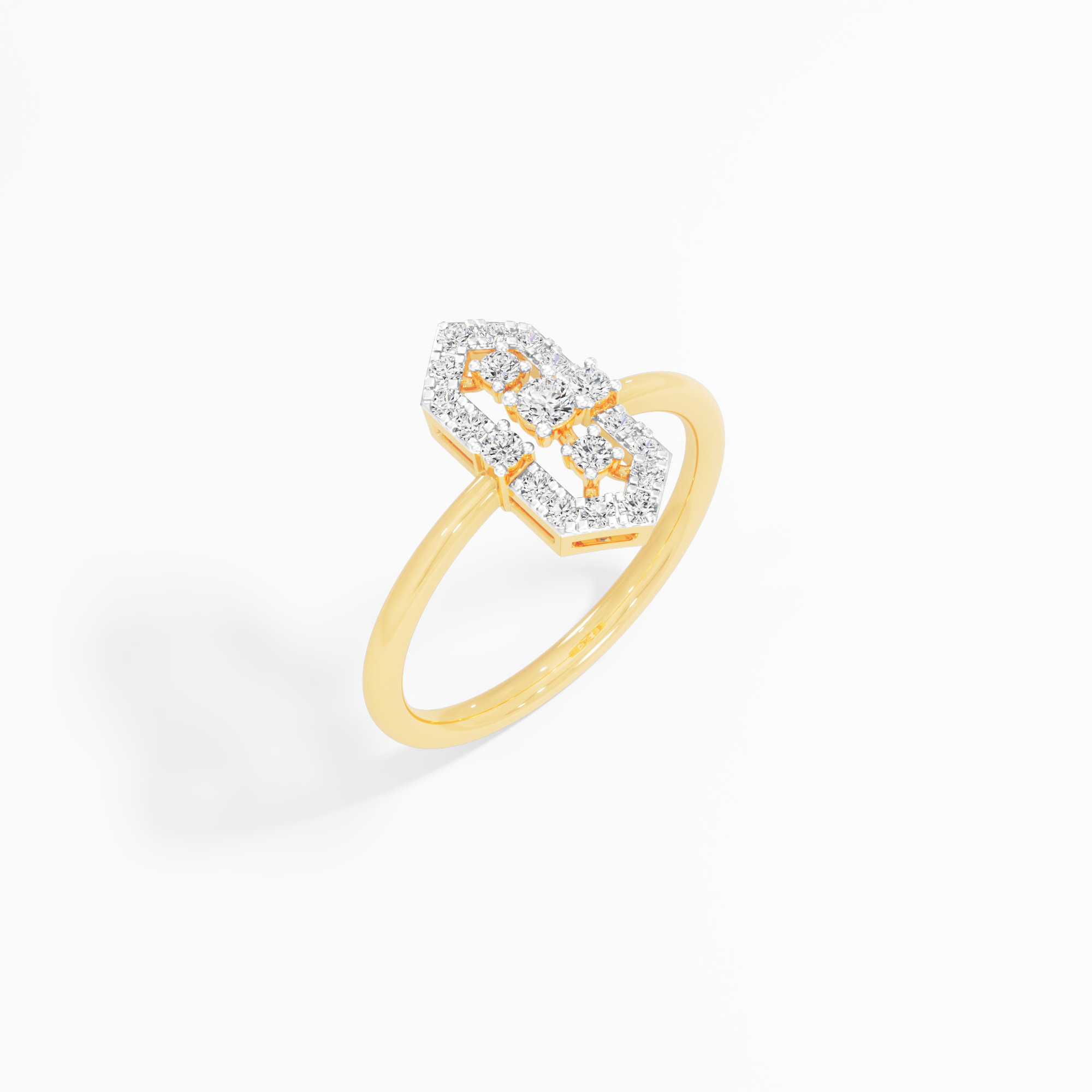 Geometric Gleam Cocktail Ring in 9KT Yellow Gold (Diamond Quality: FG-VVS VS)
