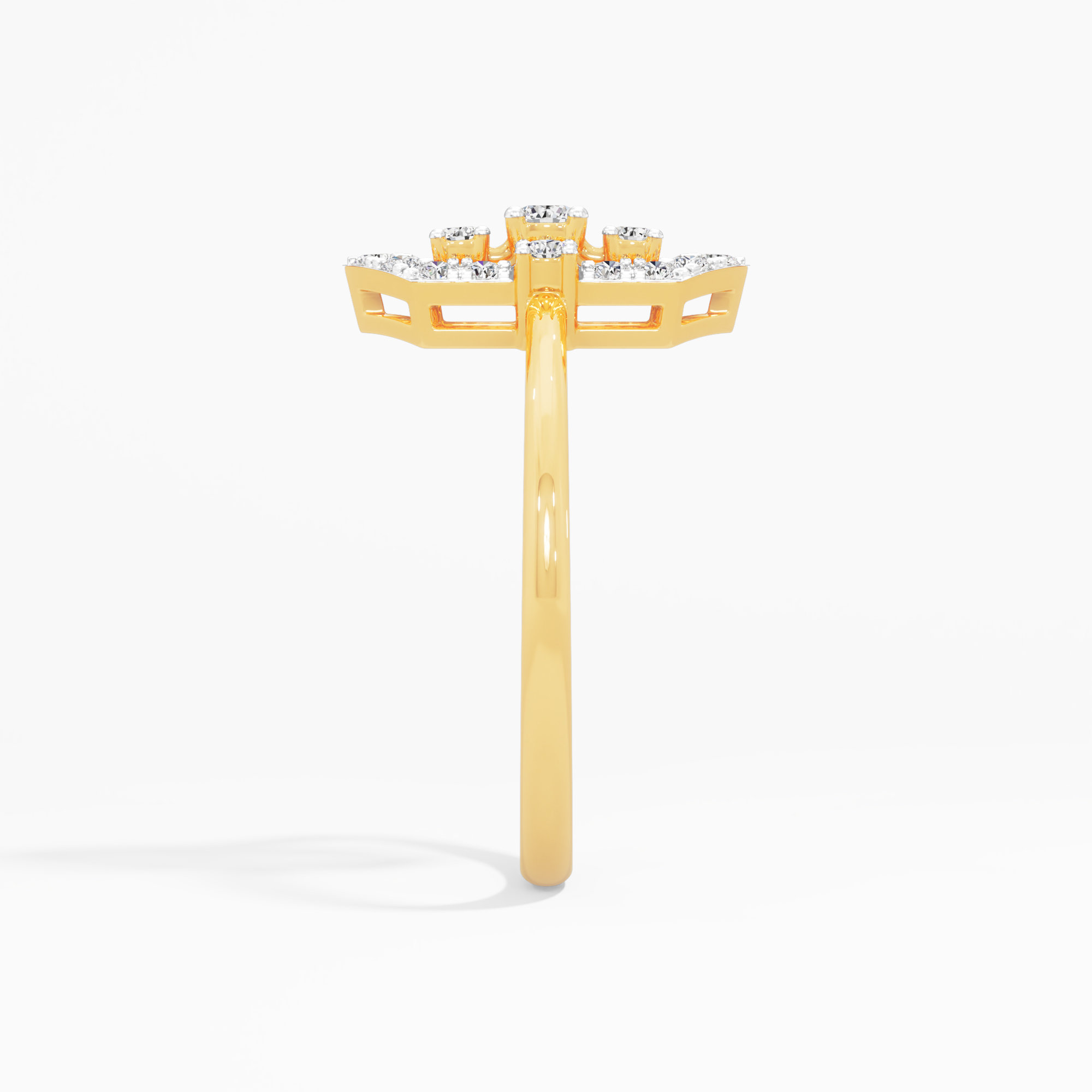 Geometric Gleam Cocktail Ring in 9KT Yellow Gold (Diamond Quality: FG-VVS VS)