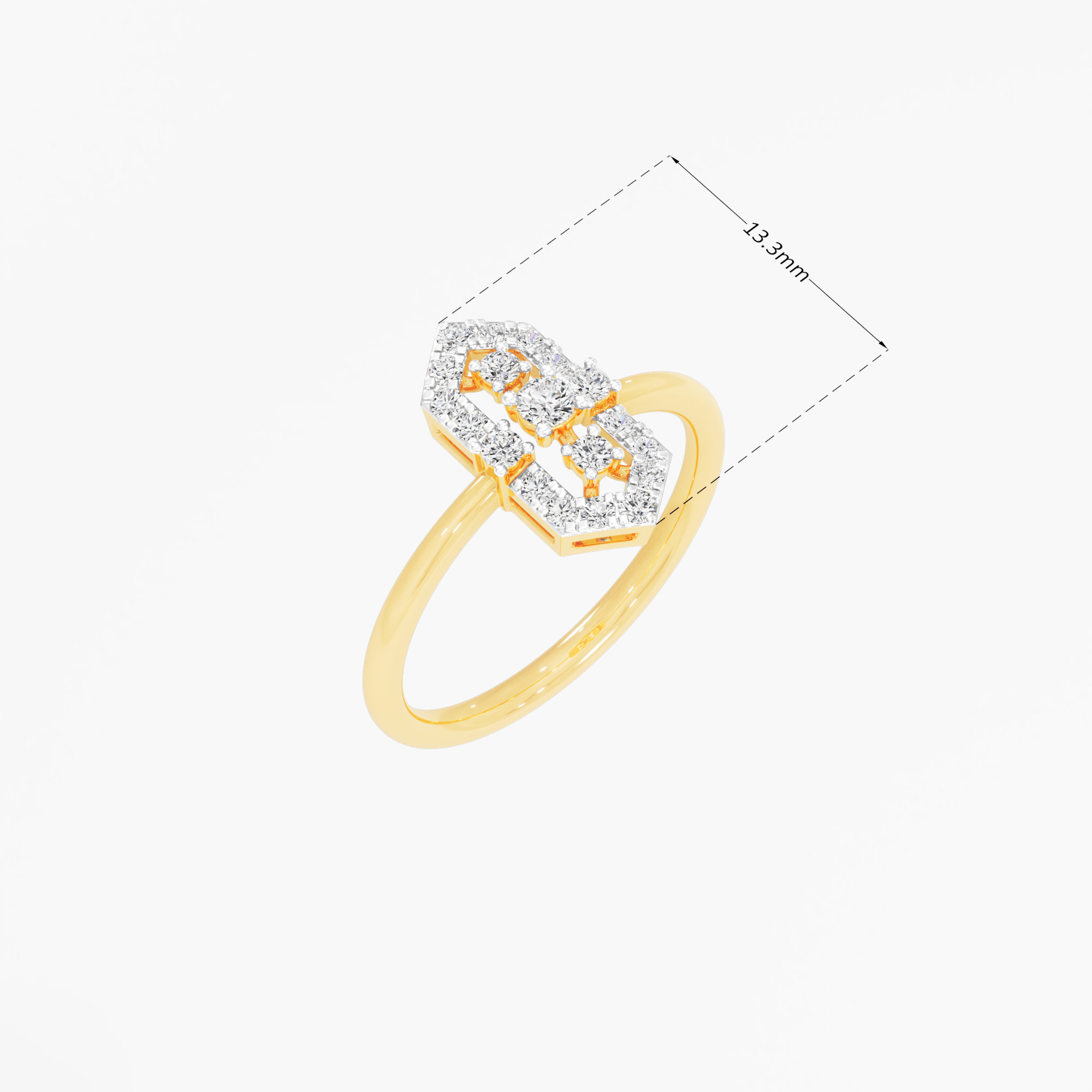 Geometric Gleam Cocktail Ring in 9KT Yellow Gold (Diamond Quality: FG-VVS VS)