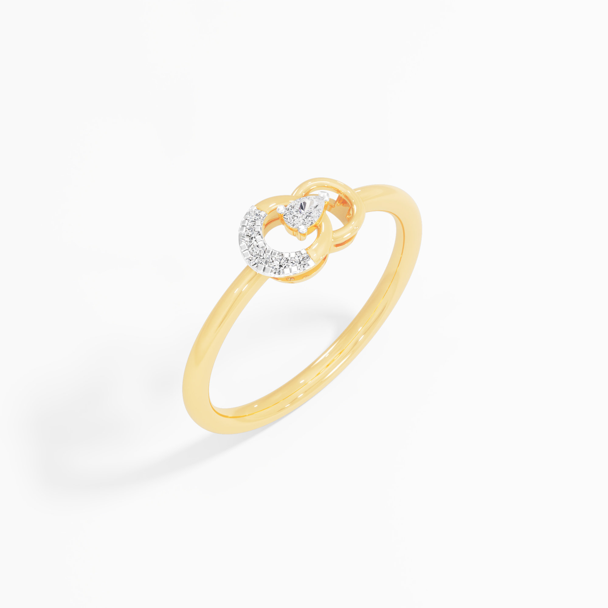 Celestial Crescent Halos Ring in 9KT Yellow Gold (Diamond Quality: FG-VVS VS)