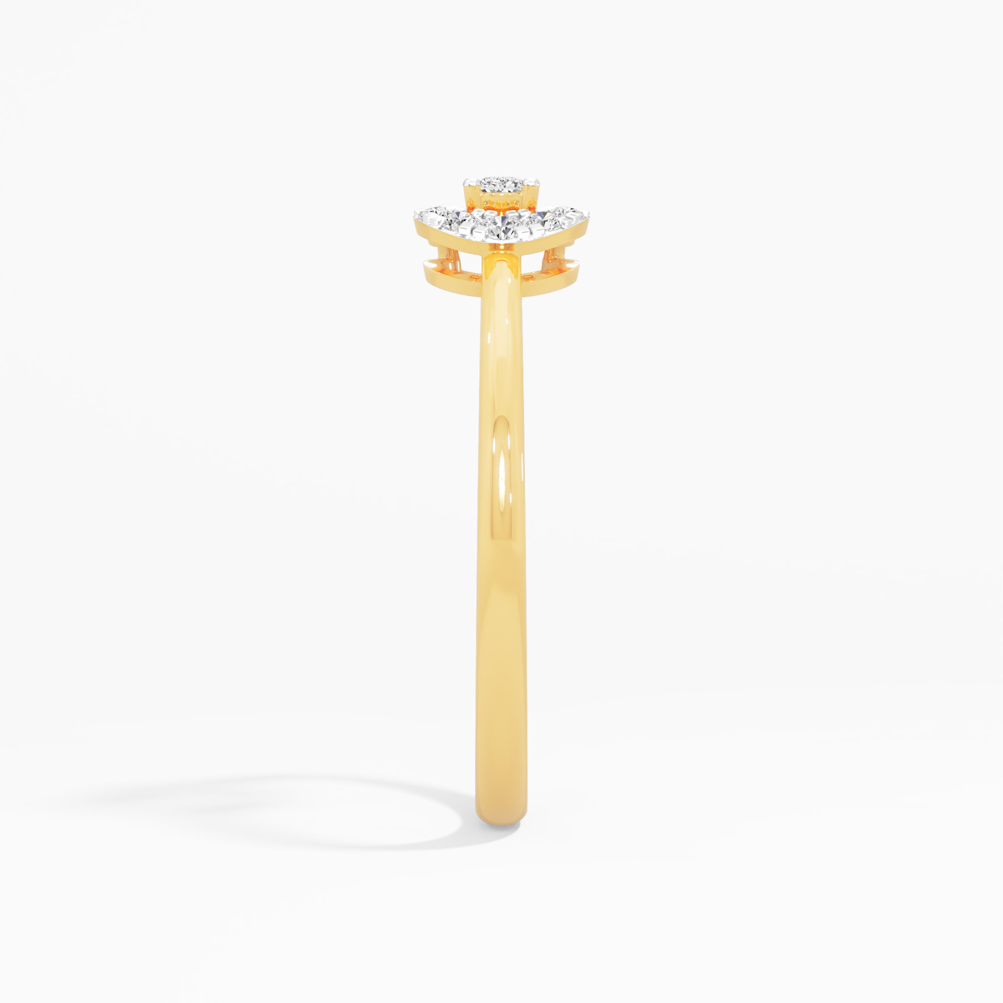 Celestial Crescent Halos Ring in 9KT Yellow Gold (Diamond Quality: FG-VVS VS)