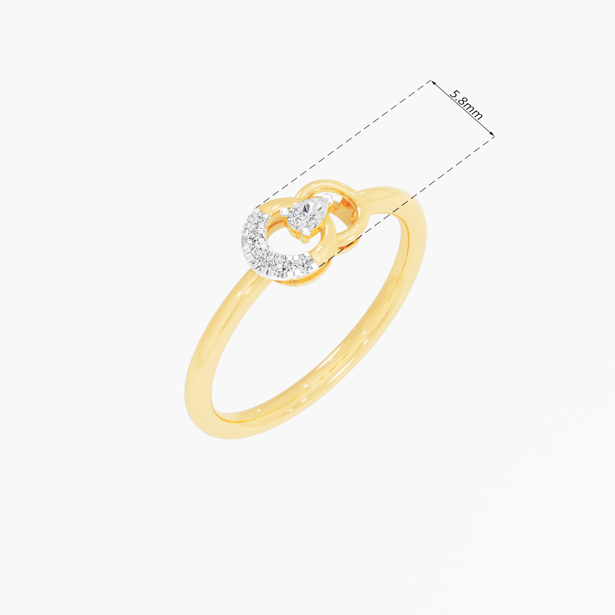 Celestial Crescent Halos Ring in 9KT Yellow Gold (Diamond Quality: FG-VVS VS)