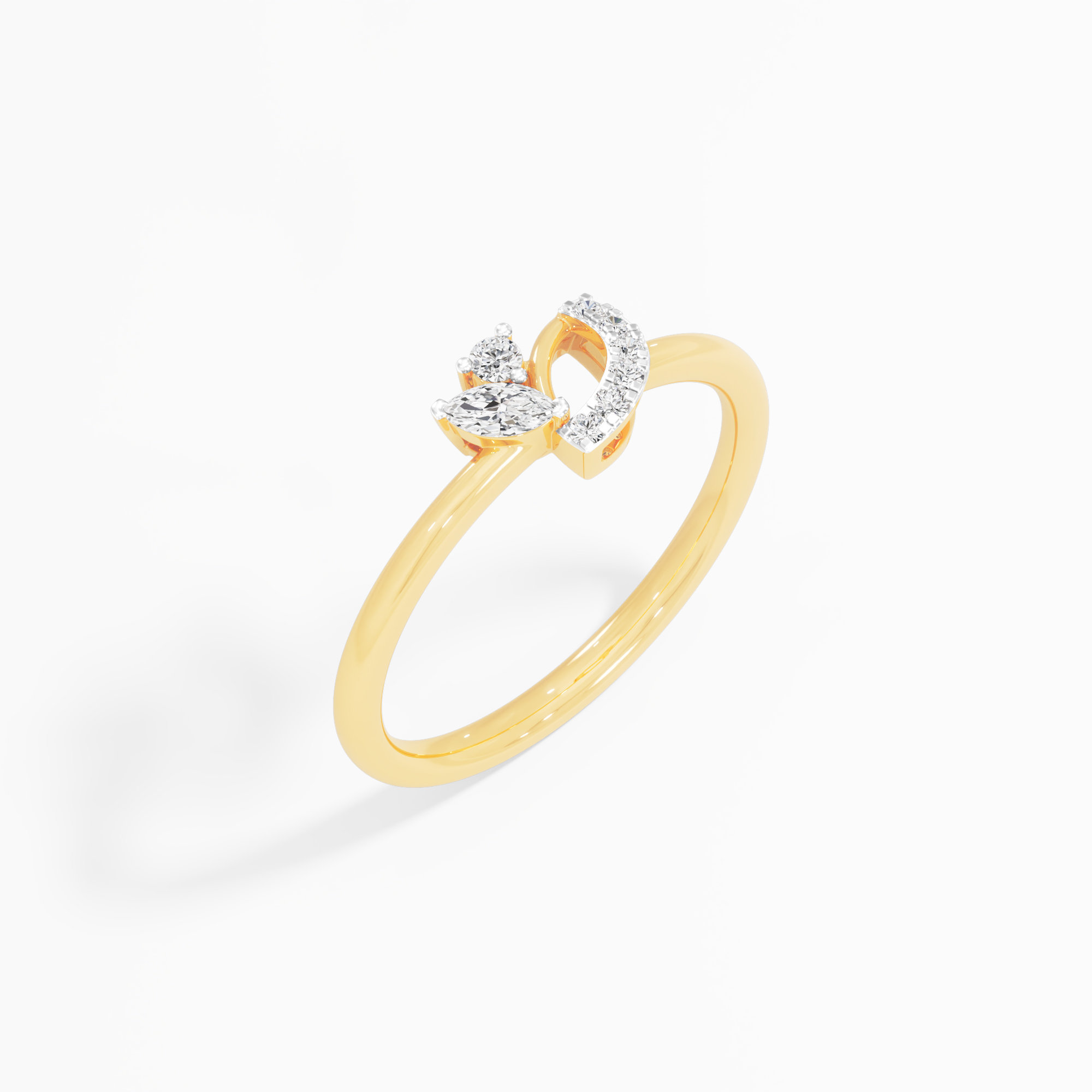 Azure Bloomlet Fashion Ring Ring in 9KT Yellow Gold (Diamond Quality: FG-VVS VS)