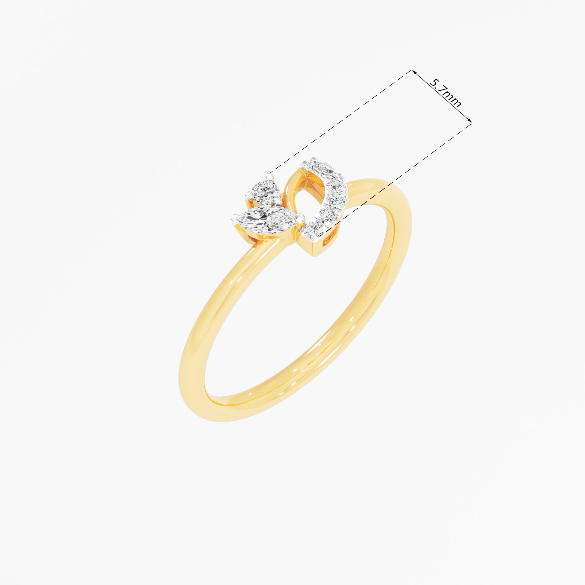Azure Bloomlet Fashion Ring Ring in 9KT Yellow Gold (Diamond Quality: FG-VVS VS)