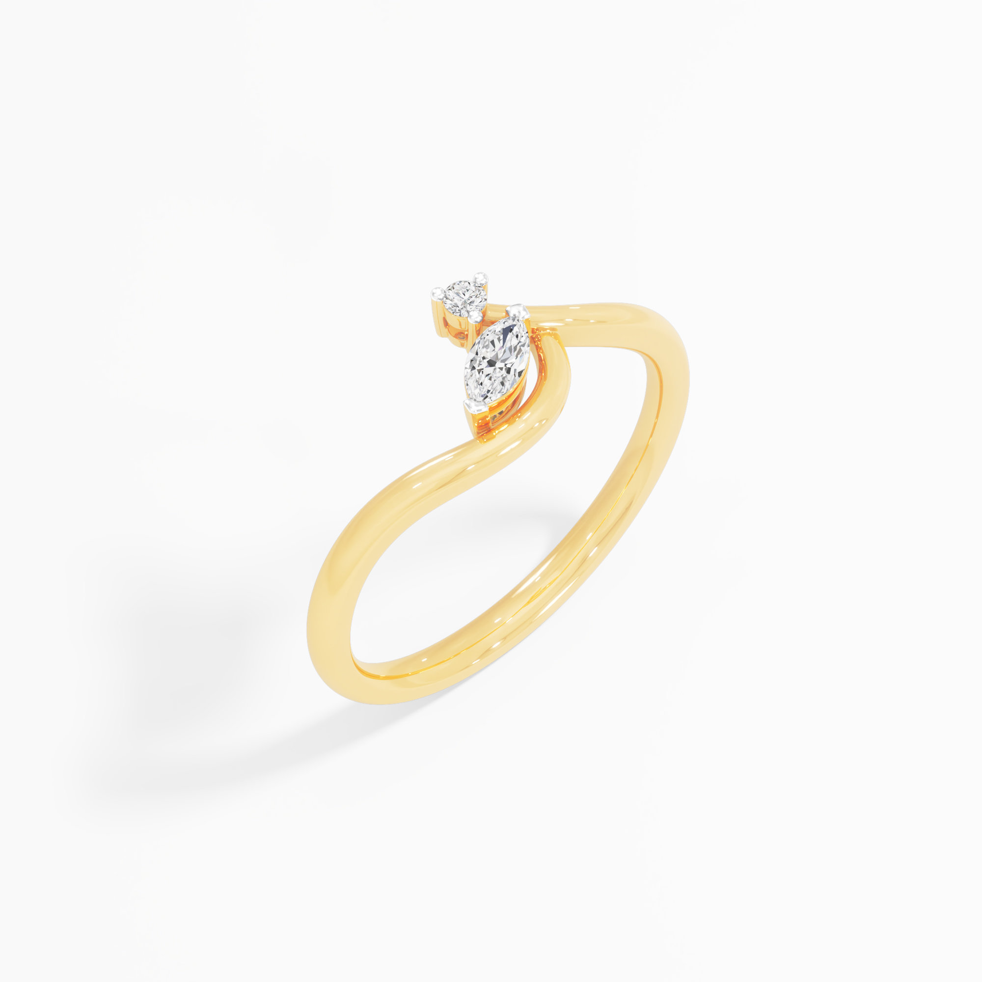 Two-Soul Duet Diamond Ring in 9KT Yellow Gold (Diamond Quality: FG-VVS VS)