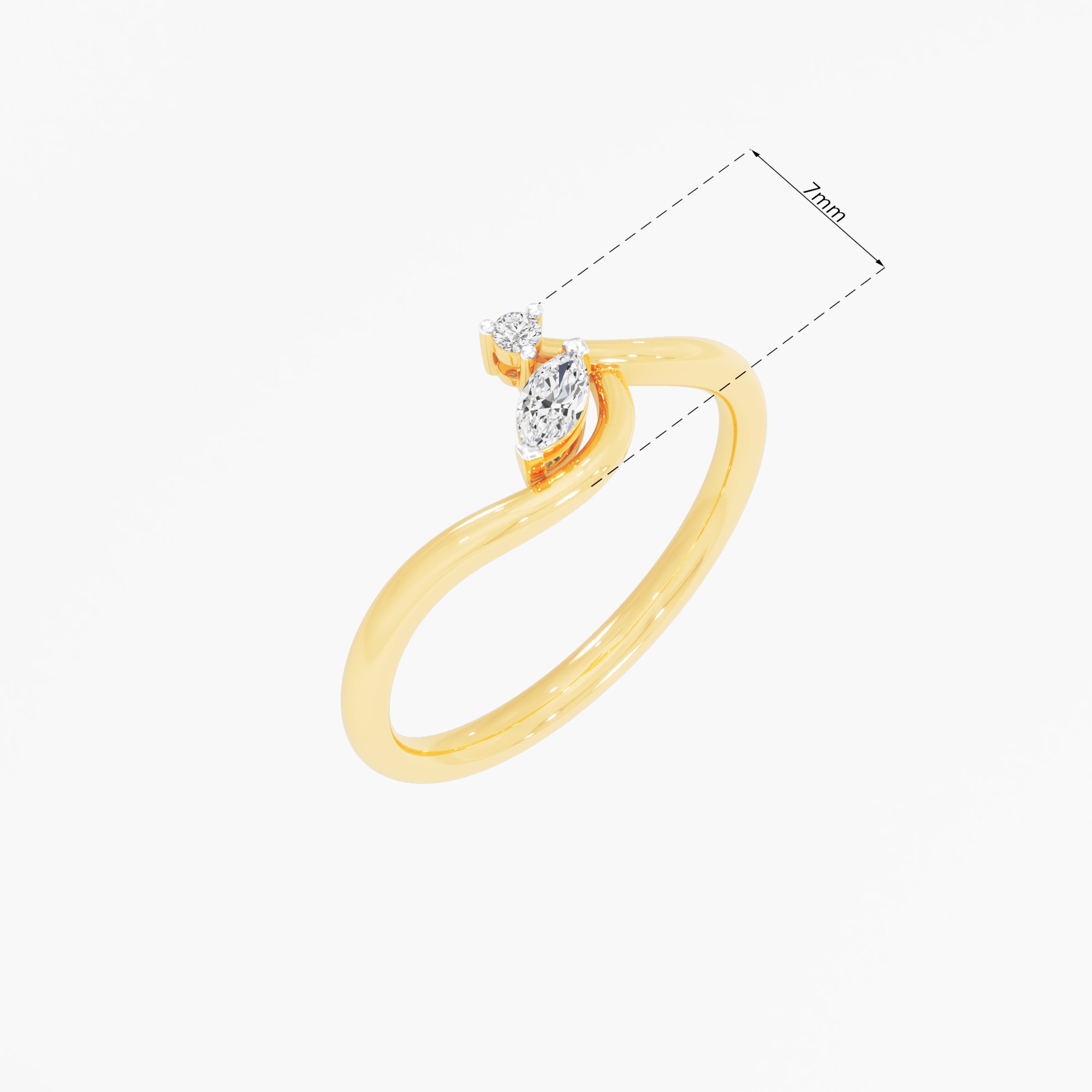 Two-Soul Duet Diamond Ring in 9KT Yellow Gold (Diamond Quality: FG-VVS VS)