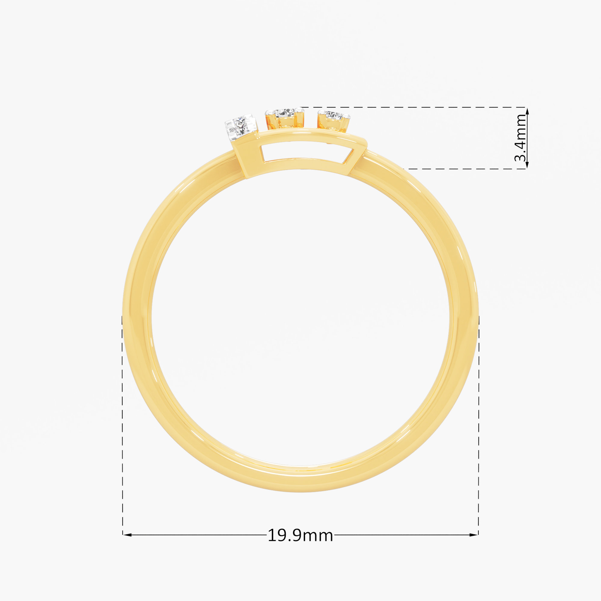Arrowhead Spark Diamond Ring in 9KT Yellow Gold (Diamond Quality: FG-VVS VS)